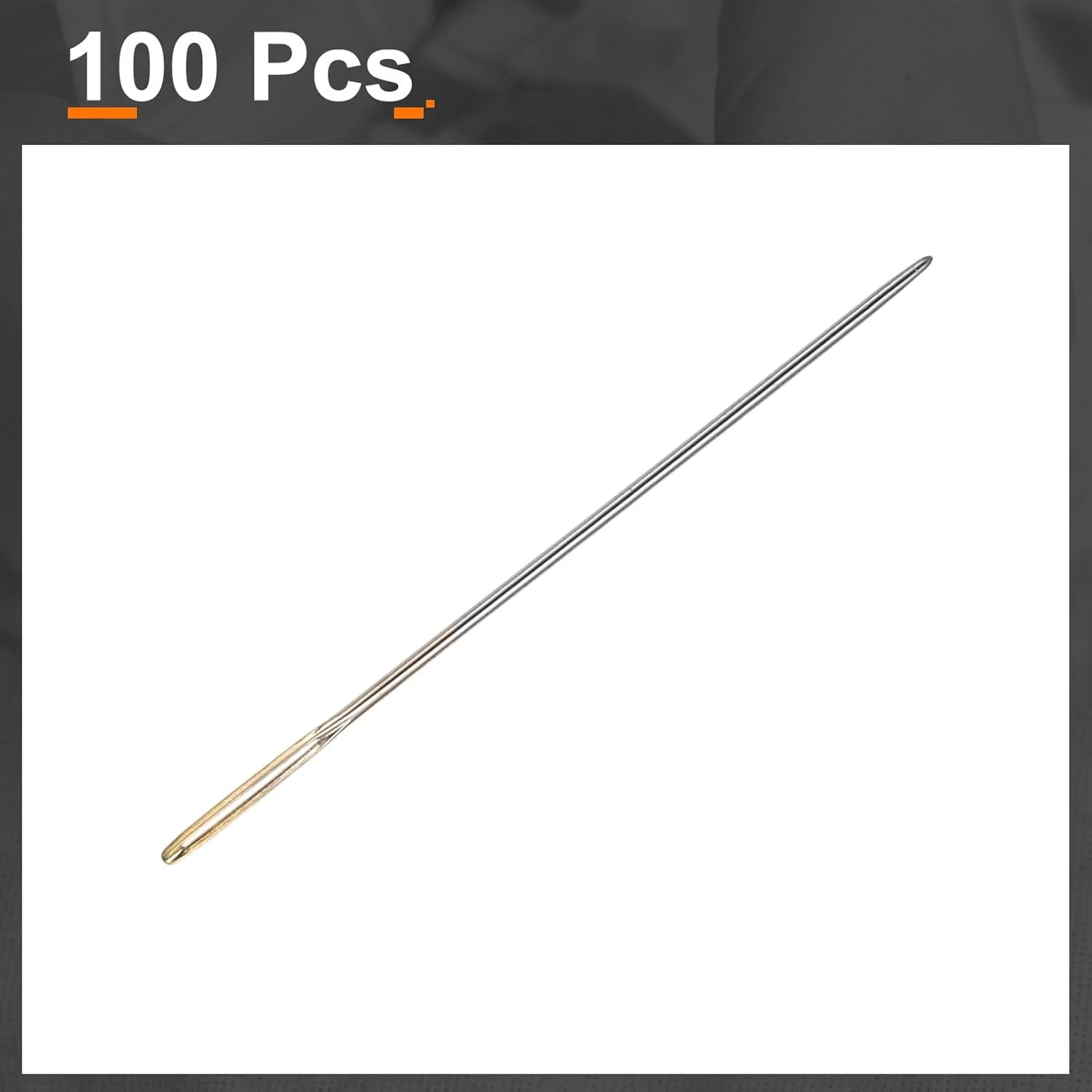 هارفینگتون 100 عدد سوزن روکش دوزی قطر 0.6 میلی متر طول 34 میلی متر (1.34 اینچ) سوزن های دستی مستقیم دوخت با چشم بزرگ فولاد ضد زنگ برای چرم، ملیله دوزی، گلدوزی، تافتینگ، طلایی