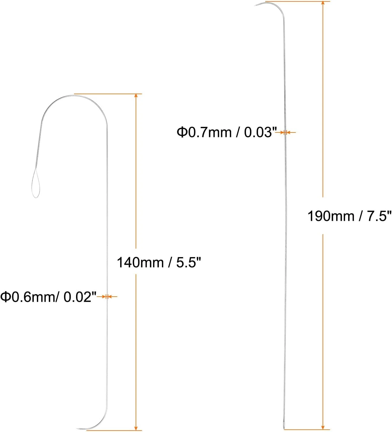 هارفینگتون سوزن مهره بافی 5 عددی، قطر 0.6 میلی متر و 0.7 میلی متر، سوزن مهره دوزی منحنی چشم بزرگ، سوزن های خیاطی گلدوزی فولاد ضد زنگ