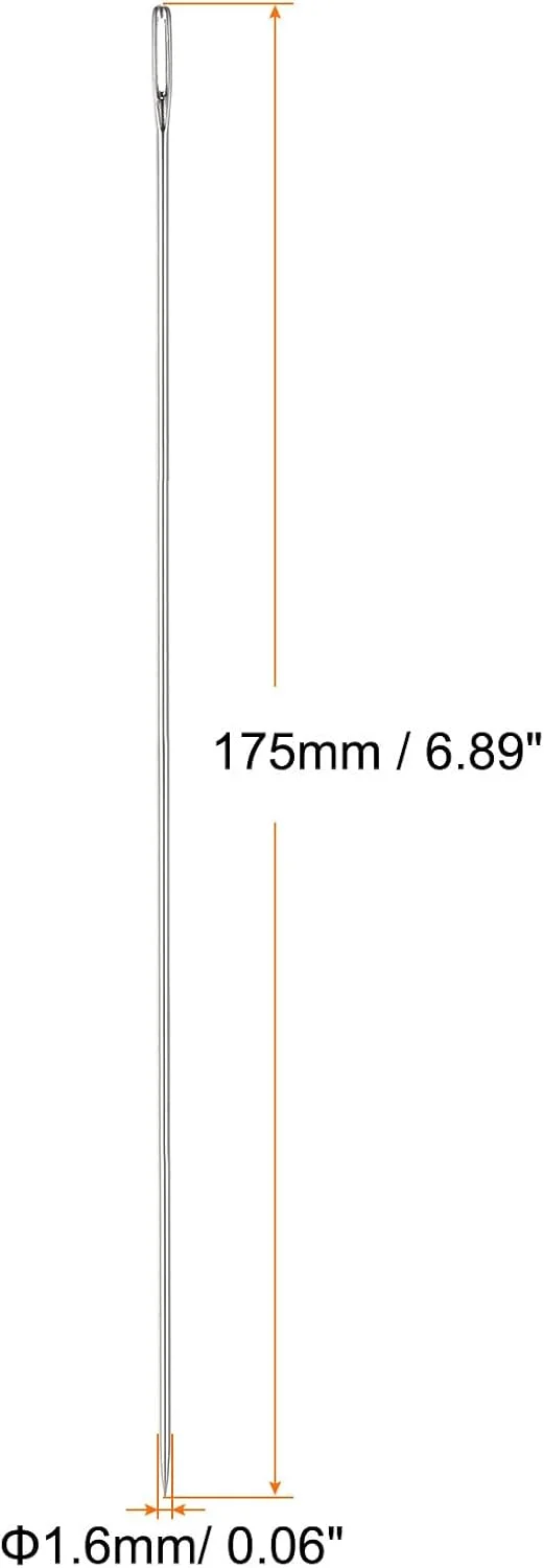 هارفینگتون 40 عدد سوزن خیاطی چشم بزرگ 17.5 سانتی‌متری، سوزن چرمی، سوزن گلدوزی بلند و مستقیم دستی، نخ‌کردن آسان، استیل ضد زنگ برای رفو