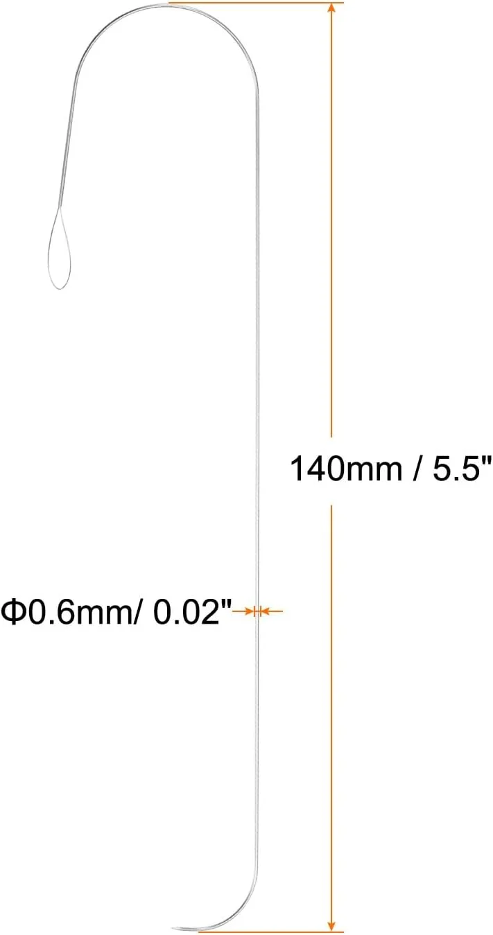 سوزن مهره دوزی چشم بزرگ هارفینگتون 3 عددی 5.5 اینچی استیل ضد زنگ، سوزن های مهره دوزی منحنی بلند، سوزن خیاطی گلدوزی با دسته