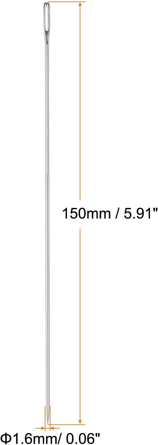 سوزن های مهره دوزی HARFINGTON، 15 عددی، قطر 1.6 میلی متر، سوزن های خیاطی مستقیم بلند، سوزن های گلدوزی استیل ضد زنگ، 6 اینچی