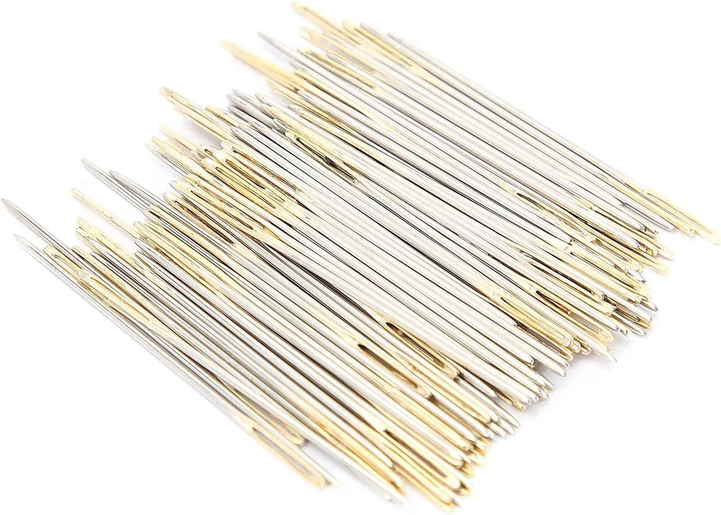 هافی 100 عدد سوزن گلدوزی، ست سوزن های خیاطی استیل ضد زنگ با جعبه نگهداری، ملیله دوزی، رفو، لحاف دوزی، سوزن چشم بزرگ برای مهره دوزی (شماره 24)