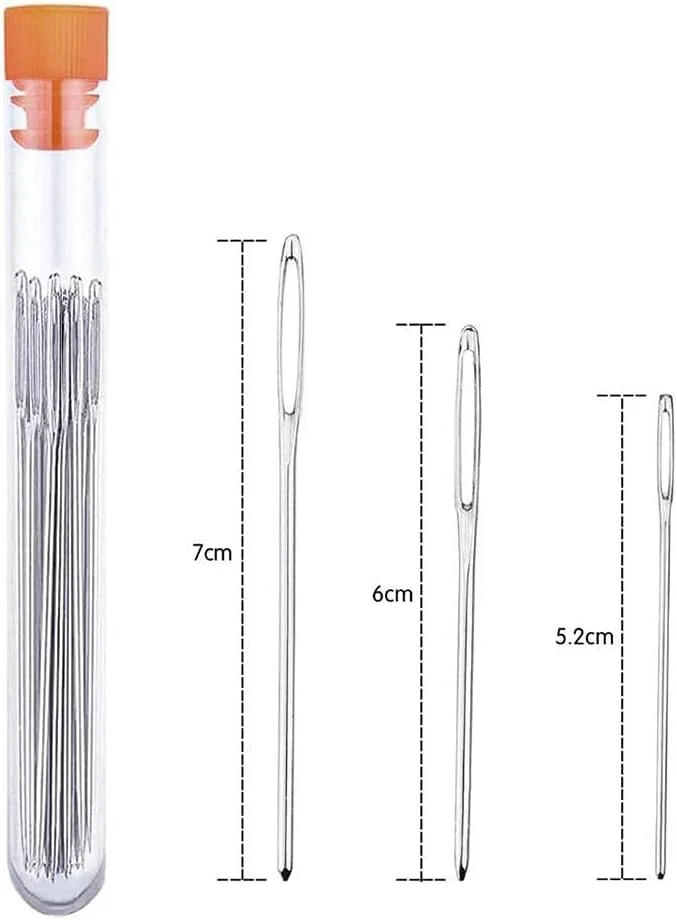 GPPX ست 9 عددی سوزن های خیاطی ضخیم با نوک گرد به همراه بطری پلاستیکی، مناسب برای گلدوزی، بافتنی، چرم دوزی، سوزن نخ و لوازم جانبی خیاطی دست ساز