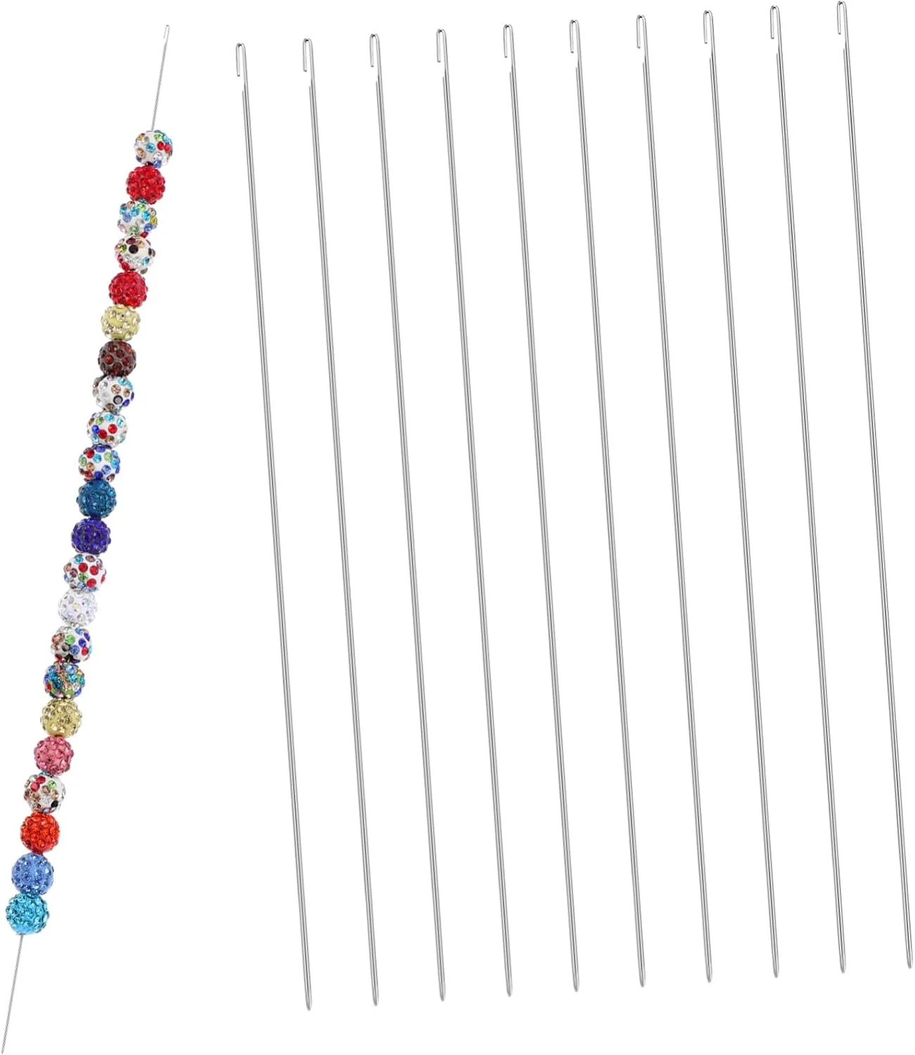 مجموعه ابزار مهرهبافی ضروری GLSTOY، بسته 10 عددی سوزنهای مهرهبافی بزرگ برای نخ کردن مهرهها مجموعه ابزار مهرهبافی ضروری GLSTOY، بسته 10 عددی سوزنهای مهرهبافی بزرگ برای نخ کردن مهرهها