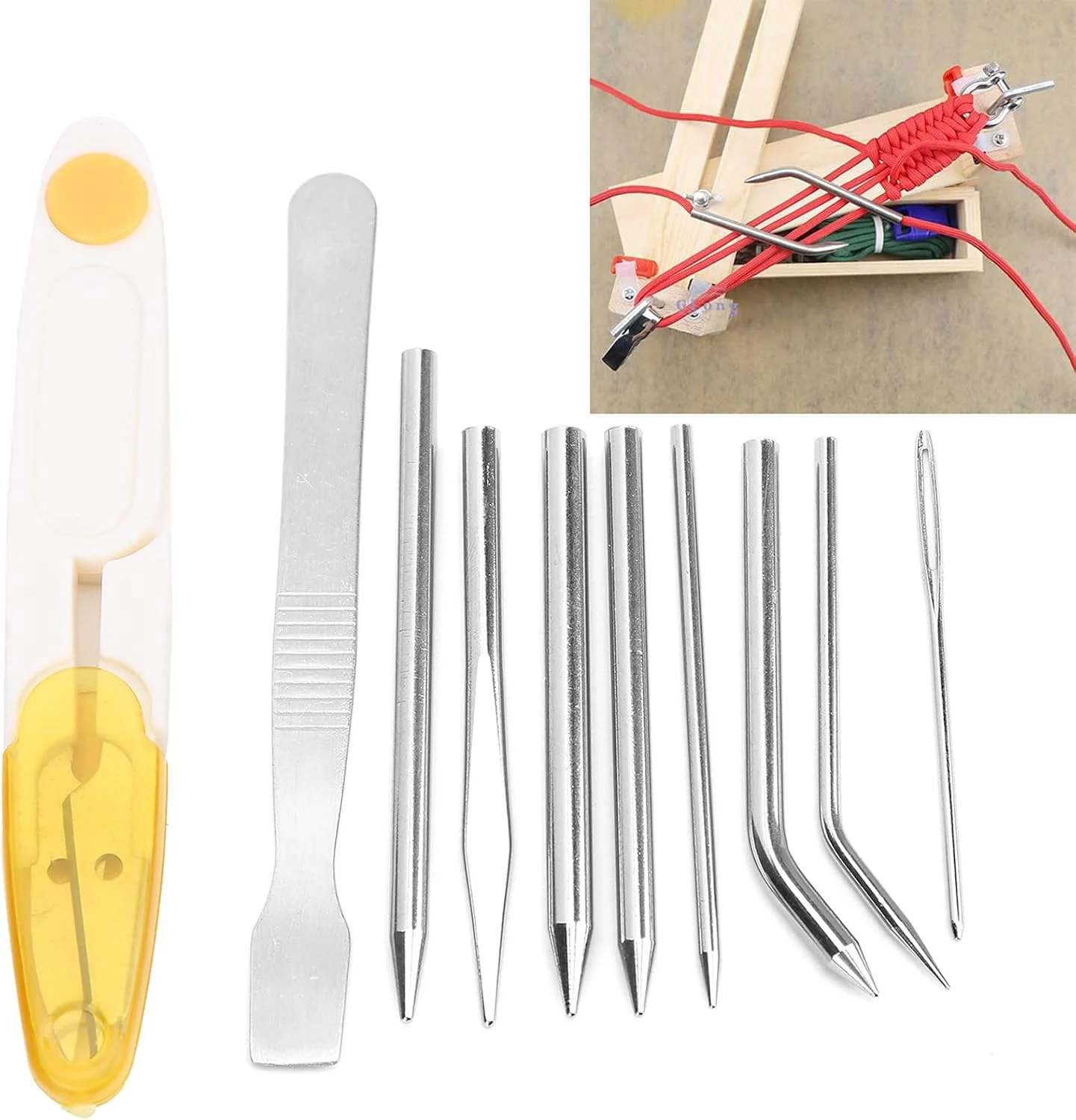 سوزن طناب FURLOU، ابزار طناب پاراکورد رنگی مخلوط با فولاد ضد زنگ با کیفیت بالا برای بافندگی و خیاطی برای کارگران حرفه ای یا علاقه مندان به صنایع دستی