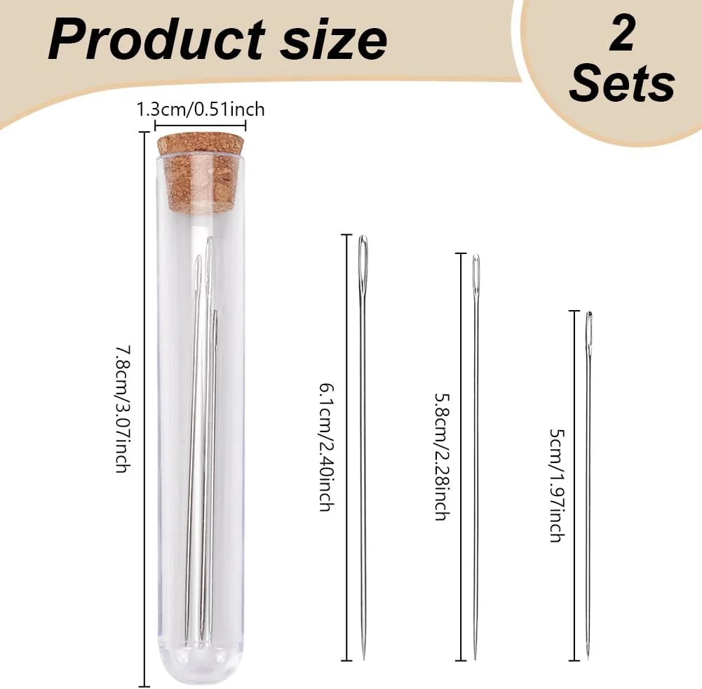 سوزن های ساشیکو FREEBLOSS، 6 عدد سوزن خیاطی دستی، سوزن های چشم بزرگ، سوزن های گلدوزی، سوزن های لحاف دوزی، سوزن های گلدوزی بلند برای پروژه های هنری و صنایع دستی