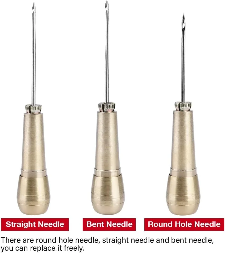 سوزن های درفش خیاطی فرن، 3 عدد سوزن درفش خیاطی، سوزن سوراخ خمیده برای دوخت کفش، کیف، تعمیر چرم، کیت درفش خیاطی چرم برای تعمیر و دوخت دستی DIY