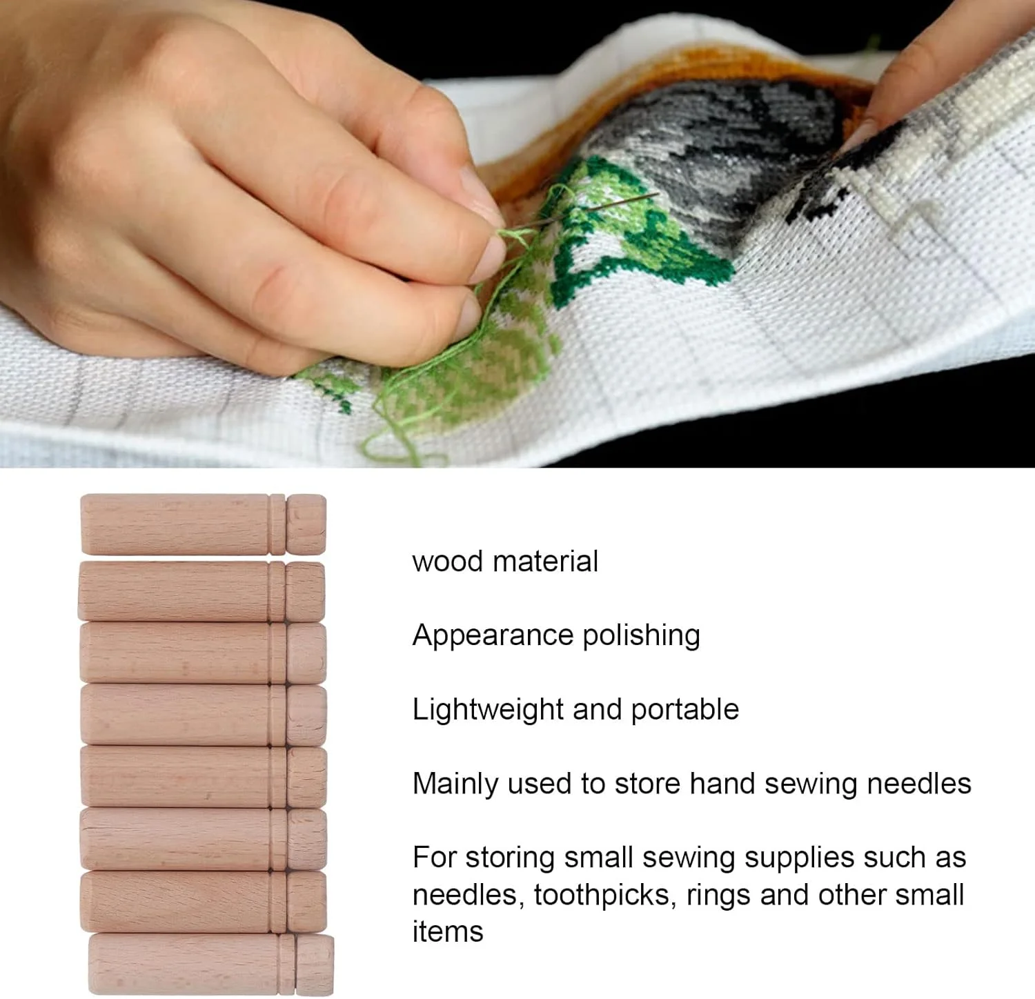 جای سوزن چوبی FOLOSAFENAR، نگهدارنده سوزن خیاطی سبک وزن با دوام 8 عددی برای مصارف خانگی