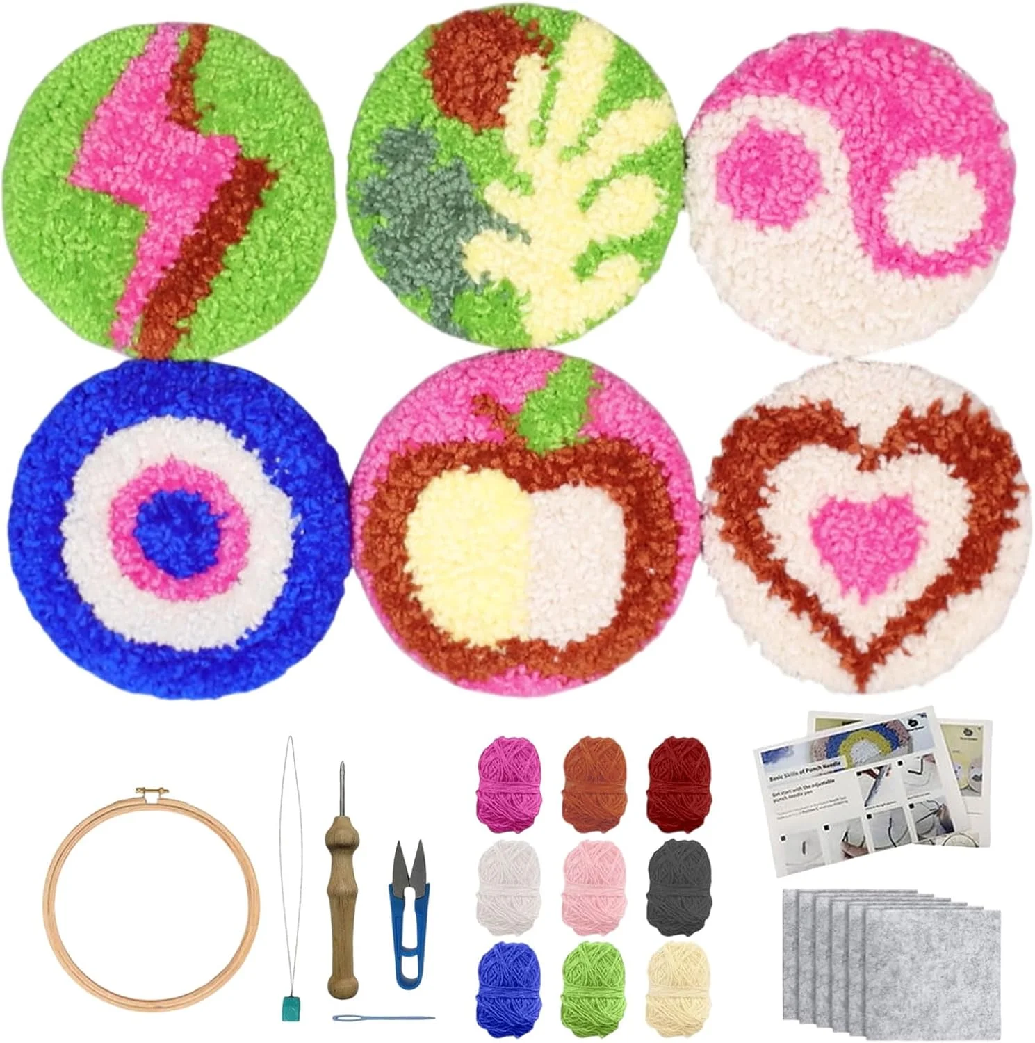 ست سوزن پانچ FREEBLOSS، 6 عدد، کیت سوزن پانچ، زیر لیوانی، کیت گلدوزی پانچ، الگوی ترکیبی چند عنصری، کیت سوزن پانچ، کیت سوزن پانچ برای مبتدیان