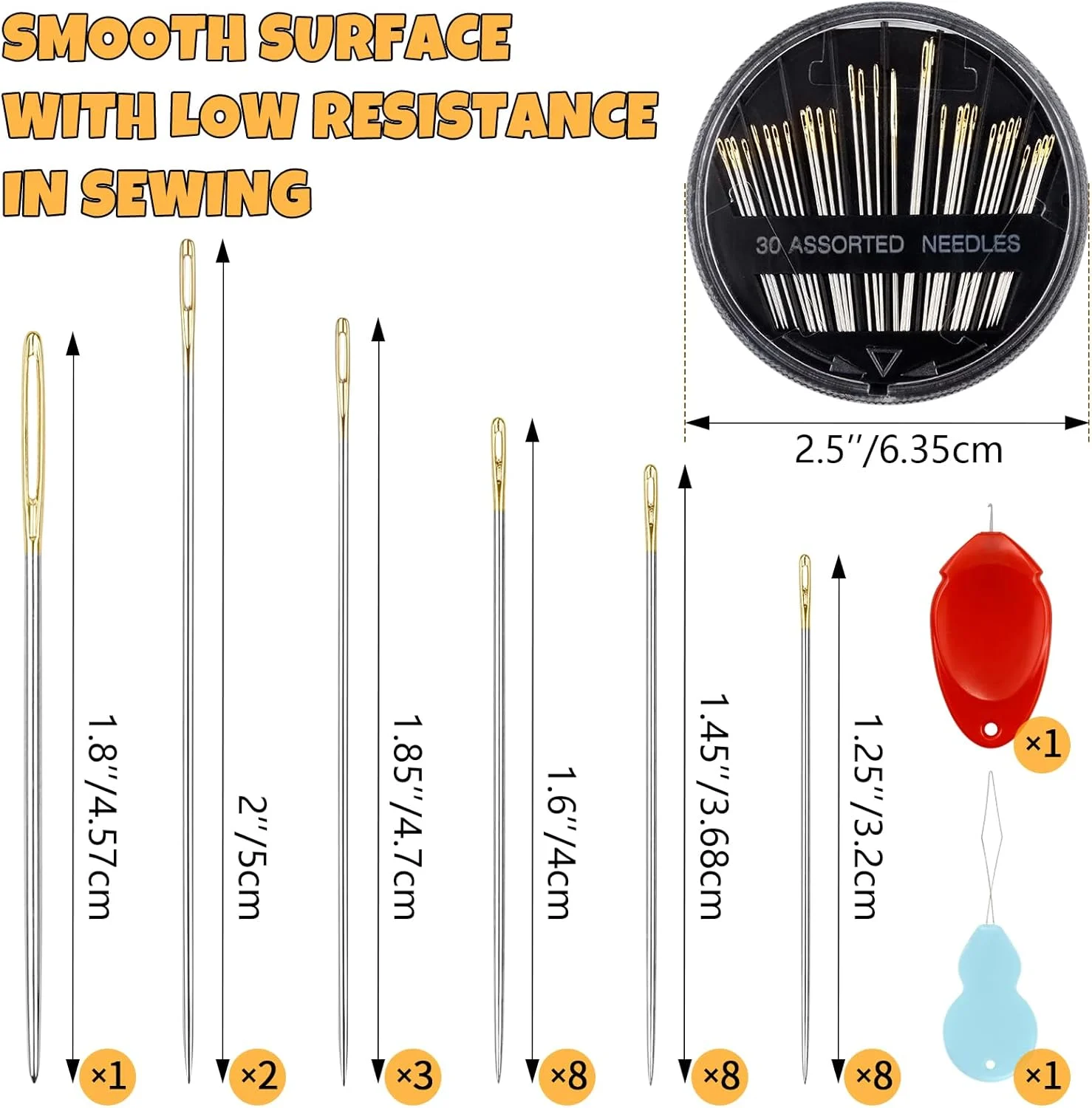 سوزن های خیاطی دستی ممتاز FIVEIZERO، بسته 30 عددی سوزن های گلدوزی متنوع با نخ کن برای صنایع دستی هنری خیاطی دستی CJ سوزن های خیاطی دستی ممتاز FIVEIZERO، بسته 30 عددی سوزن های گلدوزی متنوع با نخ کن برای صنایع دستی هنری خیاطی دستی CJ