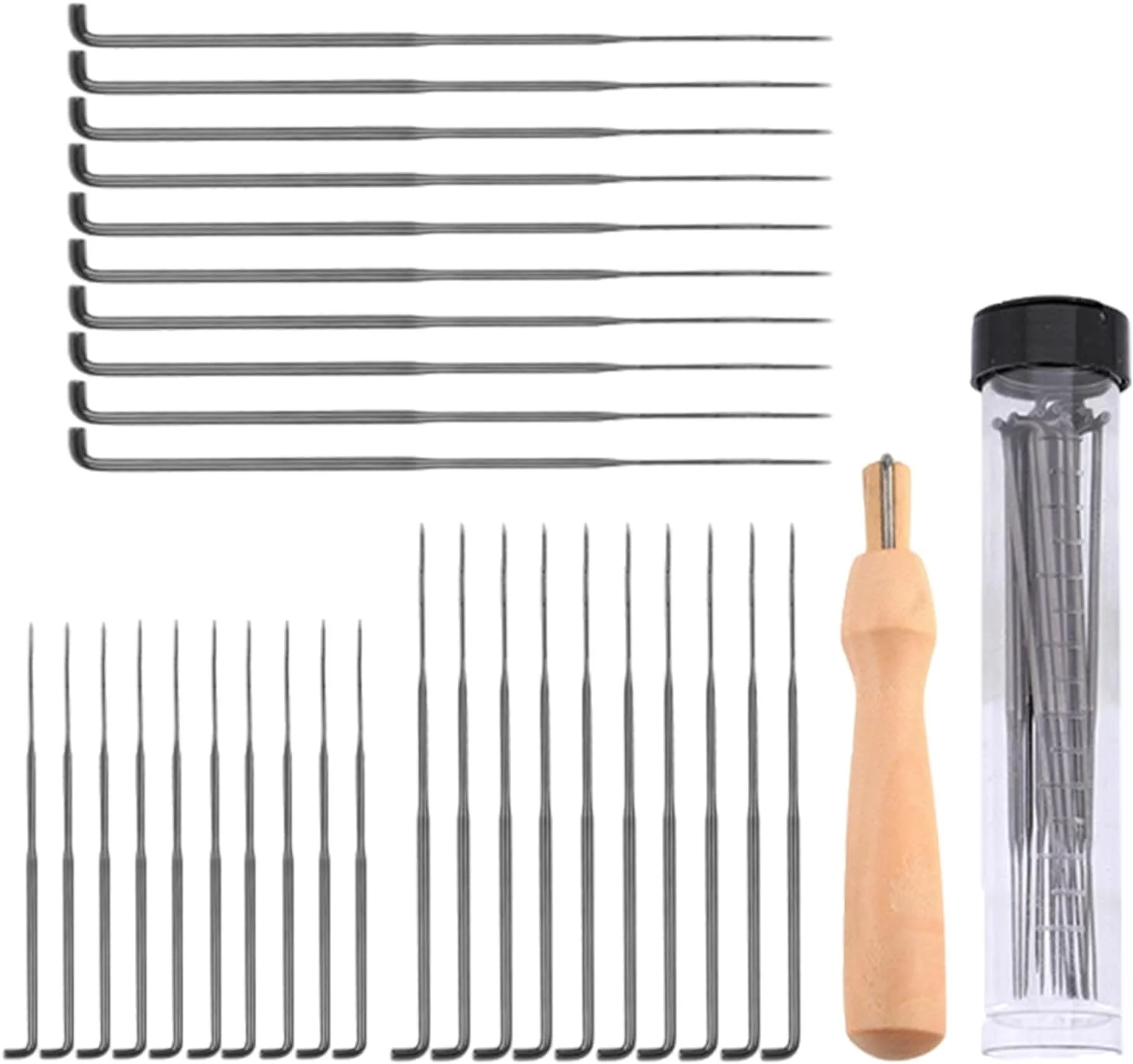 ست سوزن نمد دوزی، 30 عدد سوزن نمد دوزی (3 سایز)، 1 عدد ابزار دسته چوبی نمدی و 1 عدد بطری شفاف، ایده آل برای مبتدیان یا حرفه ای ها ست سوزن نمد دوزی، 30 عدد سوزن نمد دوزی (3 سایز)، 1 عدد ابزار دسته چوبی نمدی و 1 عدد بطری شفاف، ایده آل برای مبتدیان یا حرفه ای ها