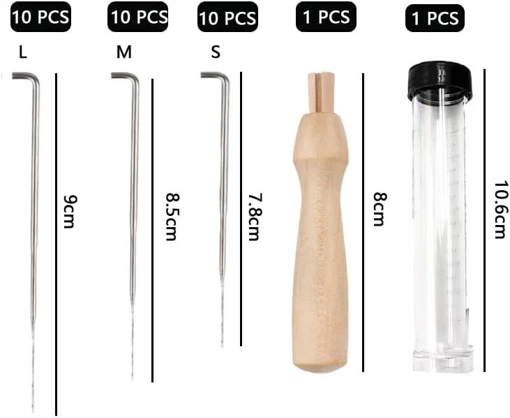 ست سوزن نمد دوزی، 30 عدد سوزن نمد دوزی (3 سایز)، 1 عدد ابزار دسته چوبی نمدی و 1 عدد بطری شفاف، ایده آل برای مبتدیان یا حرفه ای ها ست سوزن نمد دوزی، 30 عدد سوزن نمد دوزی (3 سایز)، 1 عدد ابزار دسته چوبی نمدی و 1 عدد بطری شفاف، ایده آل برای مبتدیان یا حرفه ای ها