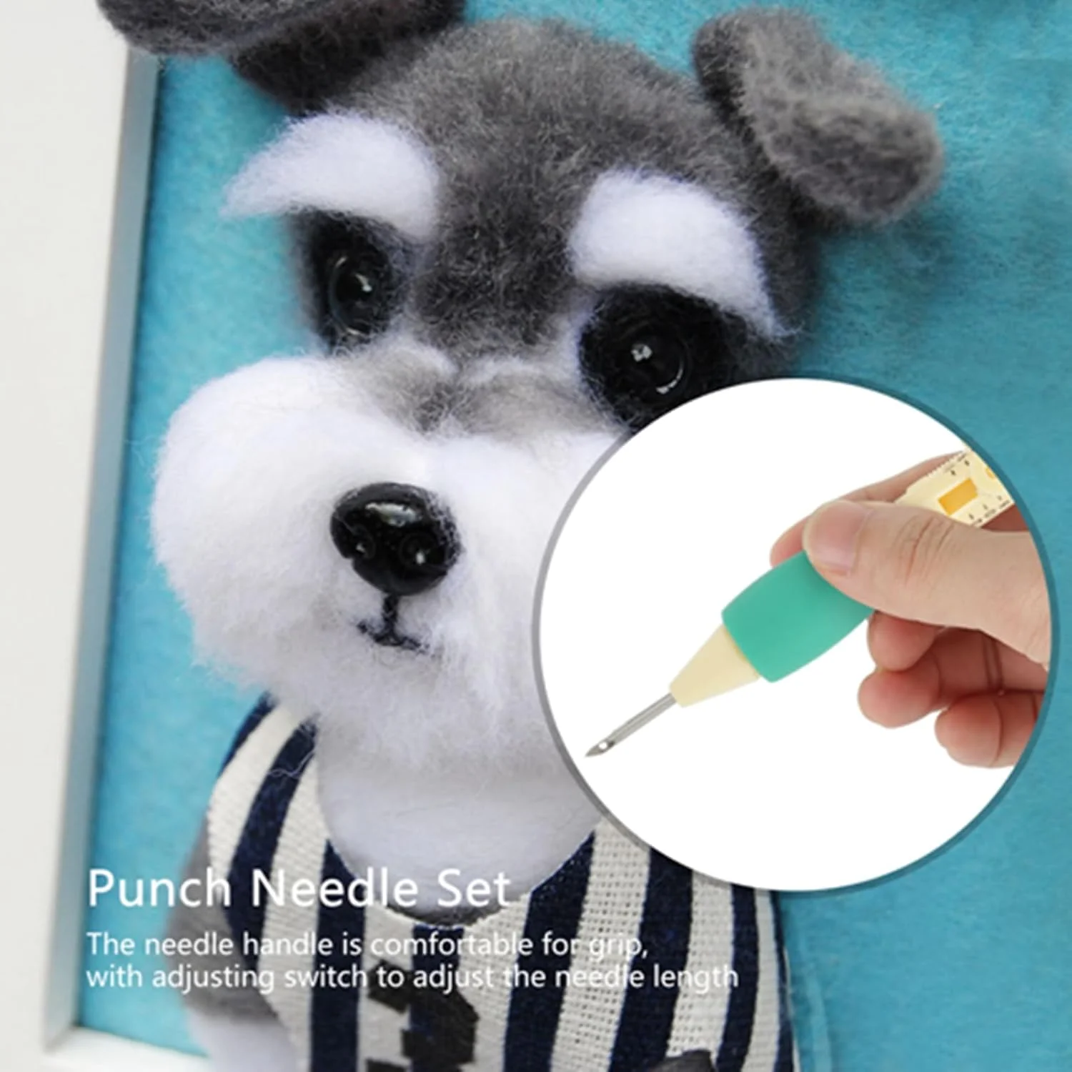 ست سوزن های گلدوزی فلکسمن، سوزن گلدوزی با قلم سوزن در 3 سایز، کیت ابزار، قلم گلدوزی جادویی، سوزن های پانچ (زرد+سبز)