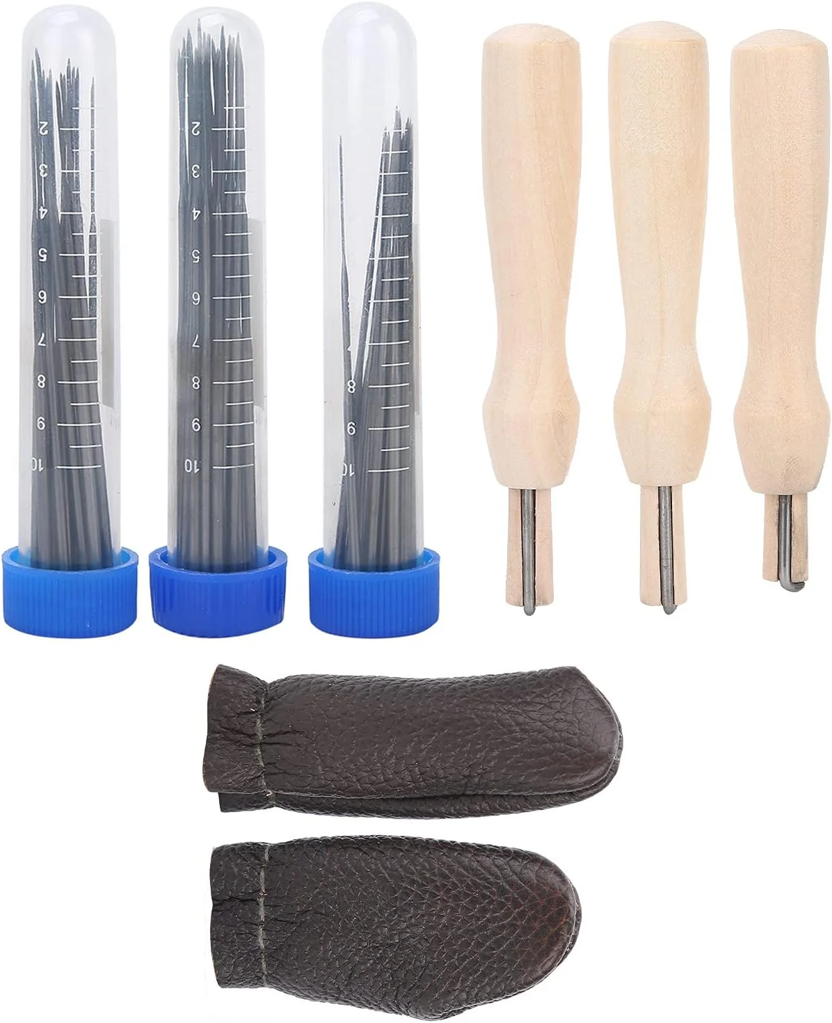 ابزار سوزن نمد دوزی پشمی، لوازم نمد دوزی شامل سوزن های ضخیم، متوسط و نازک، جعبه نگهداری، مهر چوبی، انگشتانه برای پروژه های نمد دوزی پشمی DIY
