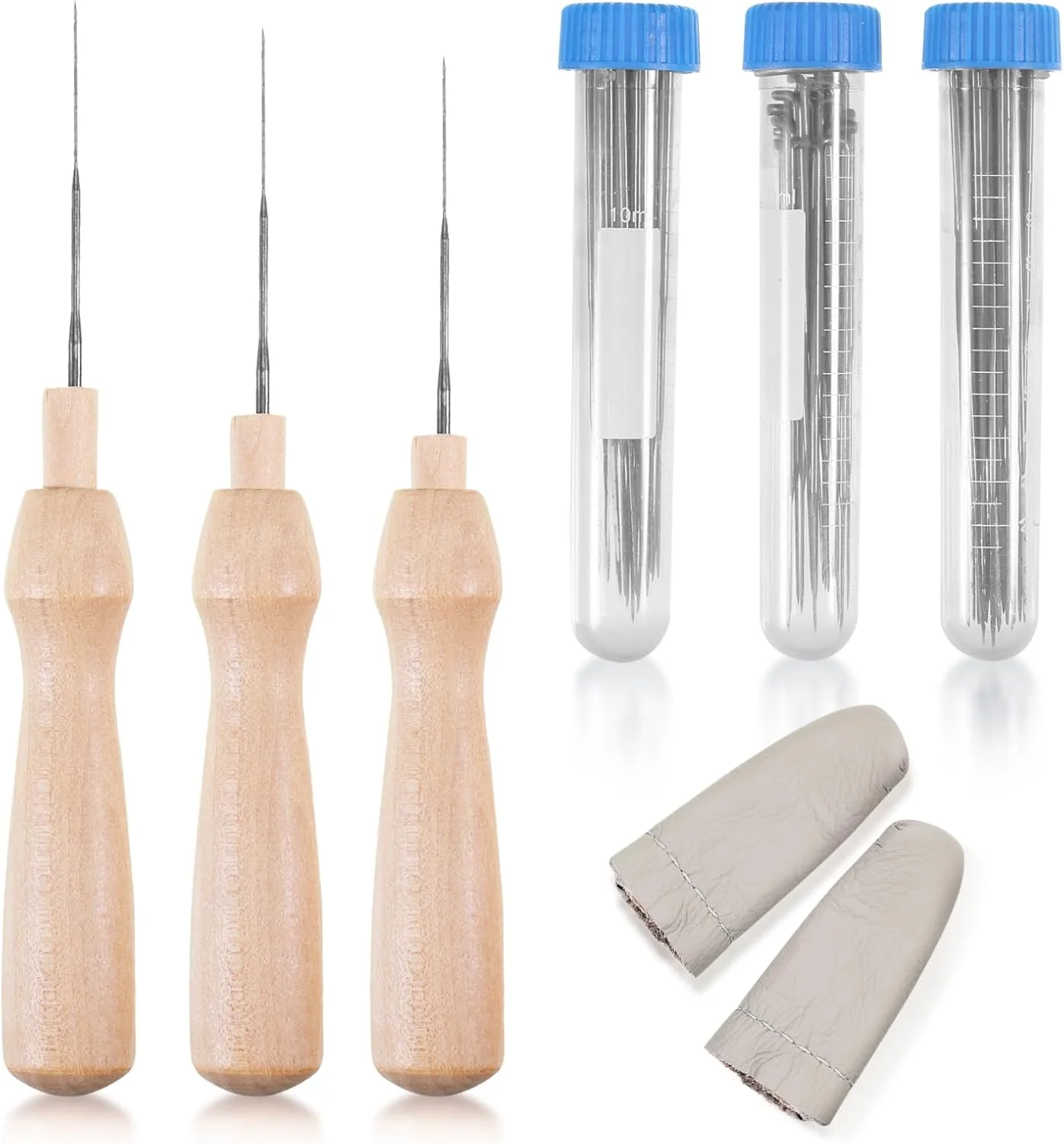 سوزن های نمد دوزی برای نمد دوزی خشک، 3 سایز سوزن نمد دوزی با 3 عدد ابزار دسته چوبی نمدی، 3 بطری شفاف، ست سوزن نمد دوزی ساخته شده از چوب، سوزن نمدی برای مبتدیان، سوزن های نمد دوزی برای خشک
