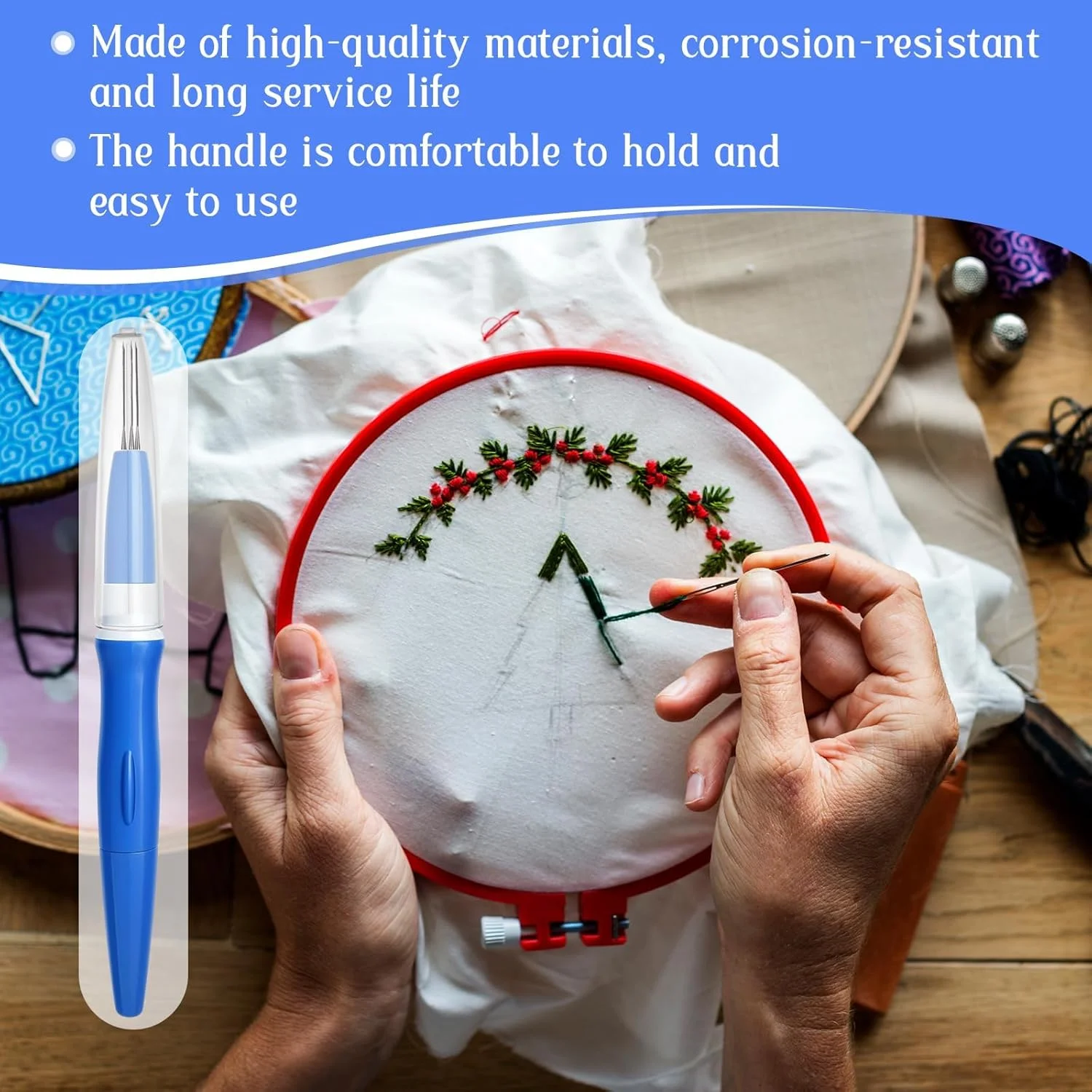 قلم نمد دوزی، قلم سوزن نمد دوزی با 3 سوزن نمد دوزی، ابزار سوزن نمد دوزی تک قلمی برای تکه دوزی DIY و کیت مبتدی نمد دوزی صنایع دستی، ابزار سوزن نمد دوزی پانچ ارگونومیک