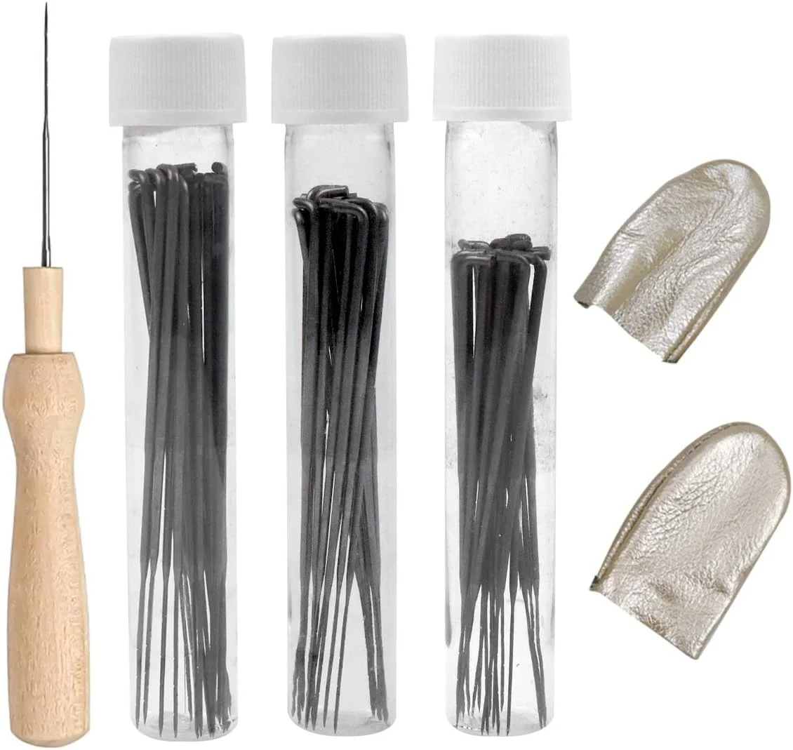 مجموعه ابزار نمد دوزی ناتوس 60 عددی، سوزن های نمد دوزی در 3 سایز، ابزار سوزن نمد دوزی پشمی، سوزن های نمد دوزی با بطری، نگهدارنده های سوزن چوبی، برای لوازم جانبی بافتنی صنایع دستی