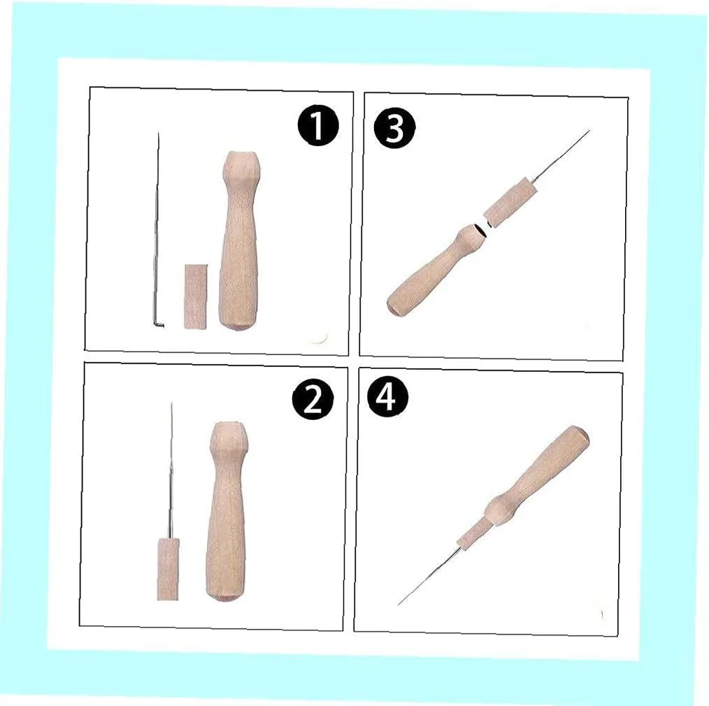 ست سوزن های نمد دوزی پشمی DIY با دسته چوبی، ابزار نمد دوزی پشمی، کیت استارتر نمد دوزی، ابزار جانبی صنایع دستی، لوازم و ملزومات مصرفی، سایر لوازم و ملزومات مصرفی