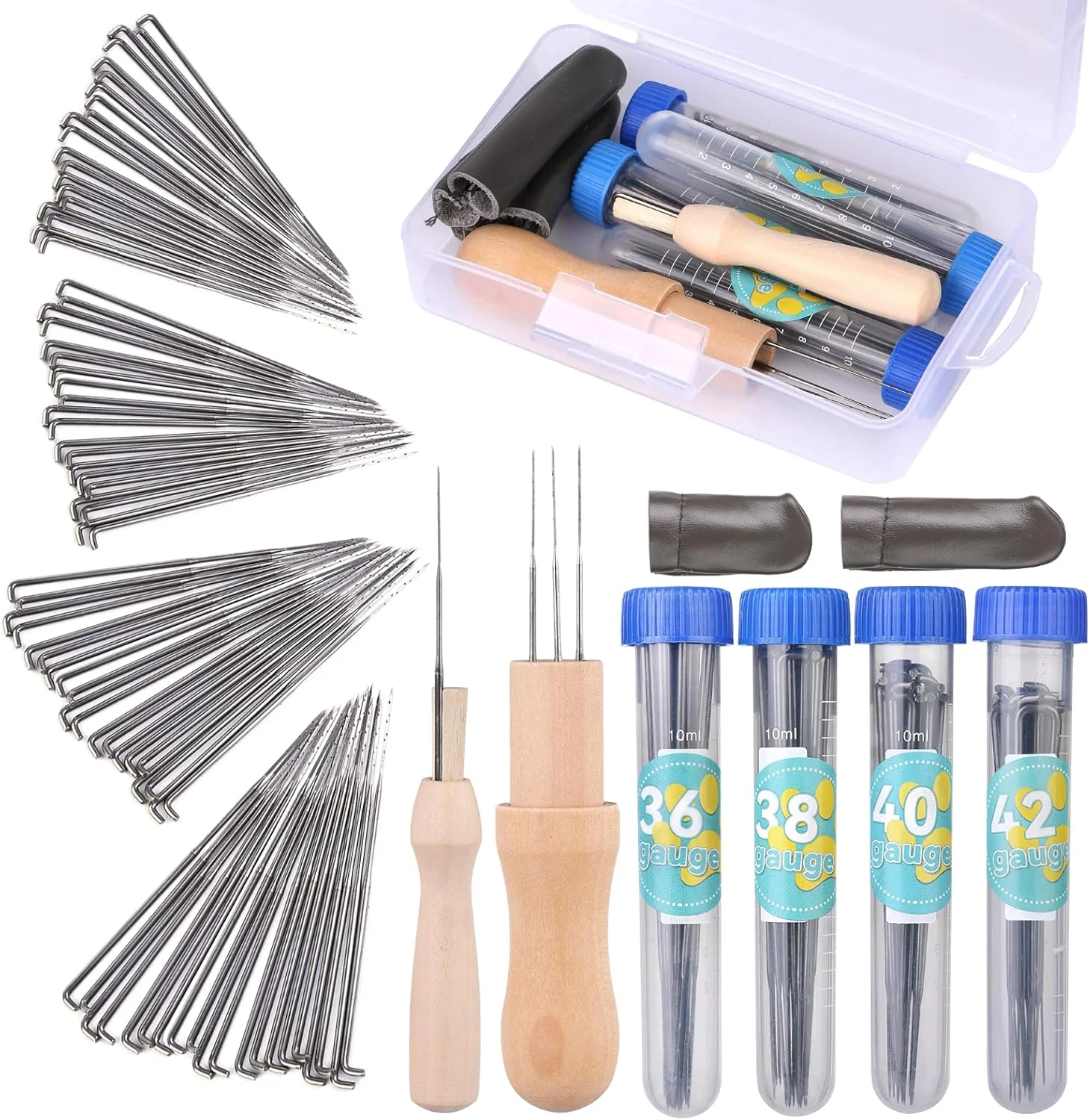 ست 82 عددی سوزن نمد دوزی، سوزن های نمد دوزی پشمی، سوزن های نمد دوزی 4 سایز با بطری سوزن و نگهدارنده ابزار نمد دوزی، ست کامل ابزار نمد دوزی لوازم نمد دوزی برای مبتدیان و حرفه ای ها