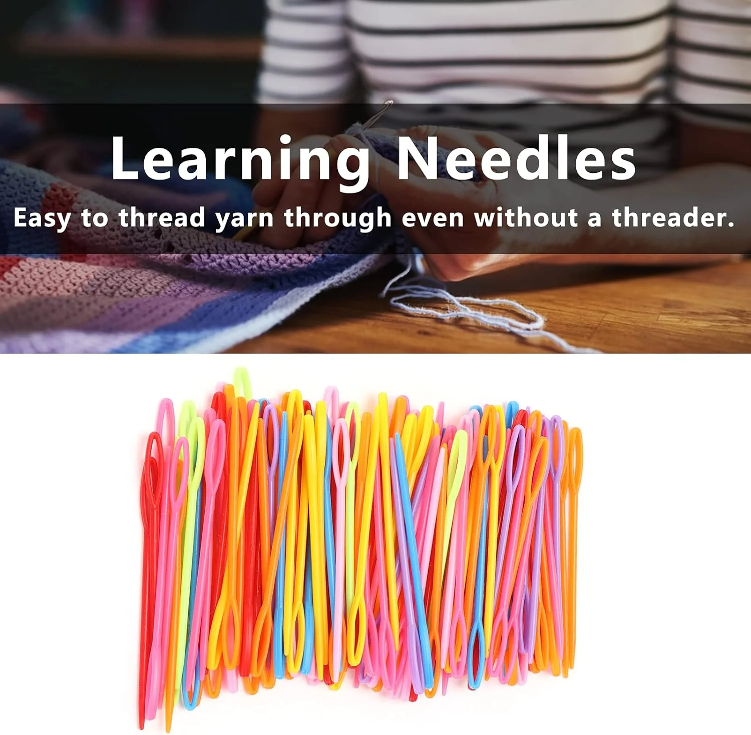 سوزن های بافتنی پلاستیکی FEIP، 1000 عدد سوزن خیاطی پلاستیکی رنگارنگ، سوزن های گلدوزی برای خیاطی، بافتنی، کاردستی و DIY