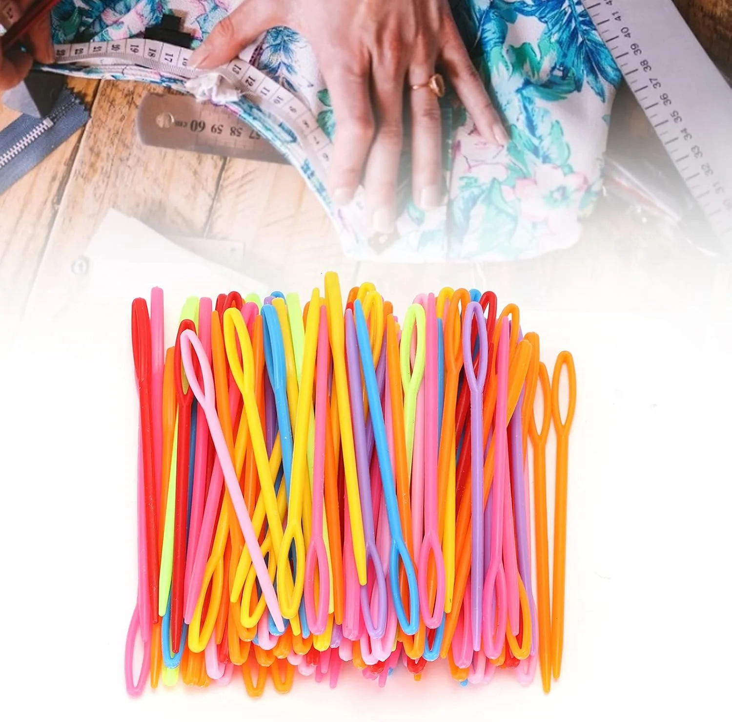 سوزن های پلاستیکی بافت FEIP، 1000 عدد سوزن خیاطی پلاستیکی رنگارنگ سوزن های گلدوزی برای خیاطی برای بافت برای DIY برای صنایع دستی