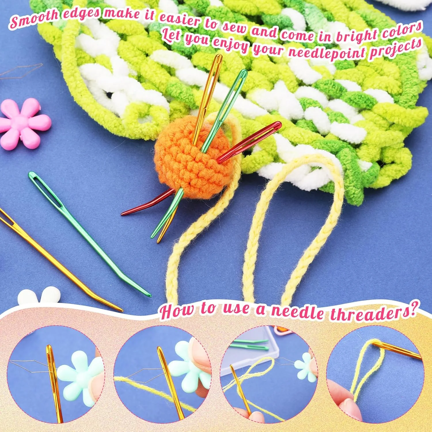 مجموعه سوزن های کوبلن فادوب 12 عددی، سوزن های نخ ضخیم با نوک گرد چشم بزرگ 6 رنگ، سوزن های خیاطی و رفو با چشم بزرگ، همراه با جعبه نگهداری سوزن و نشانگرهای بخیه مجموعه سوزن های کوبلن فادوب 12 عددی، سوزن های نخ ضخیم با نوک گرد چشم بزرگ 6 رنگ، سوزن های خیاطی و رفو با چشم بزرگ، همراه با جعبه نگهداری سوزن و نشانگرهای بخیه