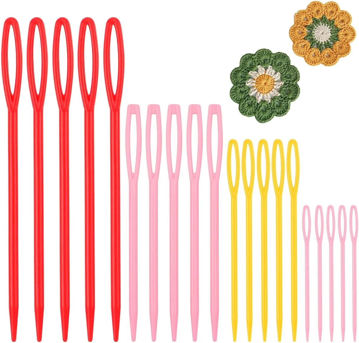 سوزن های پلاستیکی خیاطی چشم بزرگ Fantasyon، 20 عدد، سوزن های چشم بزرگ برای خیاطی 4cm/5.6cm/7cm/9.4cm، سوزن های پلاستیکی برای کودکان برای کاردستی خیاطی و DIY کودکان