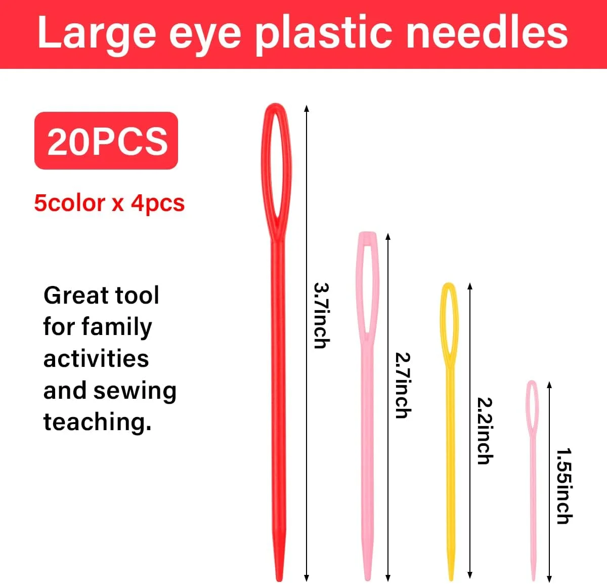 سوزن های پلاستیکی خیاطی چشم بزرگ Fantasyon، 20 عدد، سوزن های چشم بزرگ برای خیاطی 4 سانتی متر / 5.6 سانتی متر / 7 سانتی متر / 9.4 سانتی متر، سوزن های پلاستیکی برای کودکان برای صنایع دستی خیاطی و DIY کودکان سوزن های پلاستیکی خیاطی چشم بزرگ Fantasyon، 20 عدد، سوزن های چشم بزرگ برای خیاطی 4 سانتی متر / 5.6 سانتی متر / 7 سانتی متر / 9.4 سانتی متر، سوزن های پلاستیکی برای کودکان برای صنایع دستی خیاطی و DIY کودکان