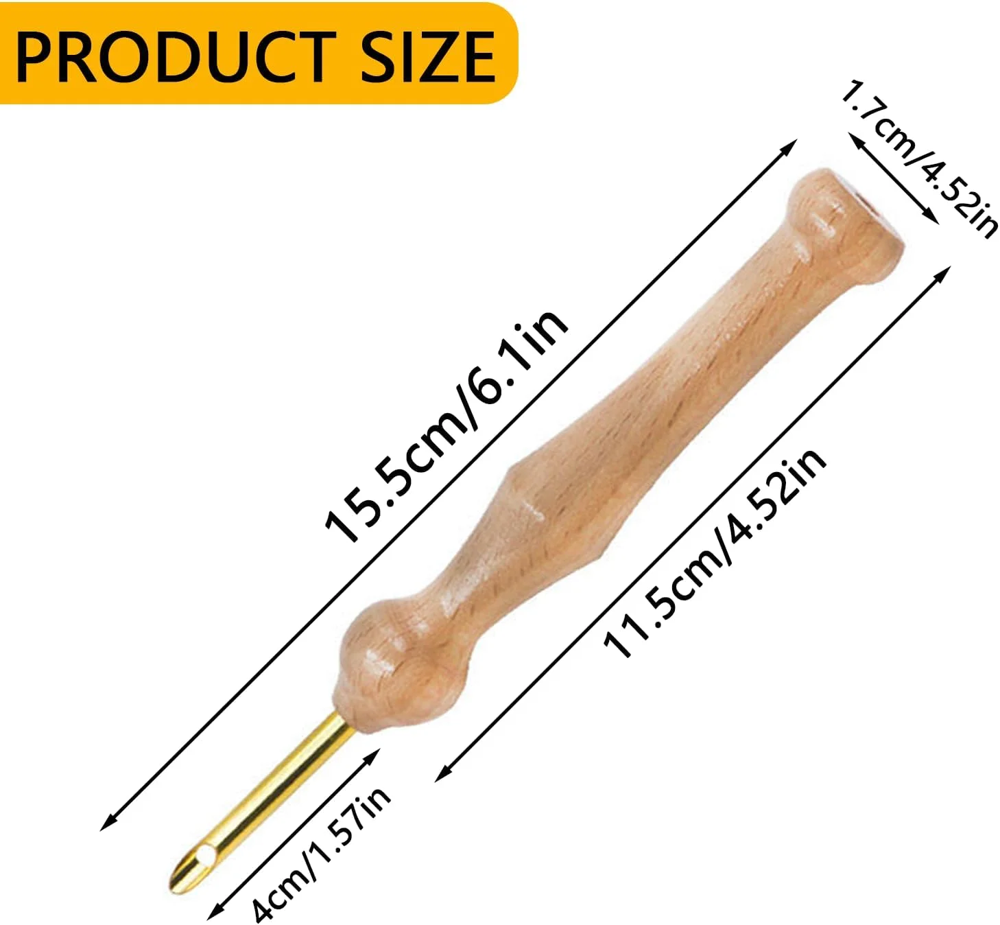 2 عدد سوزن پانچ ارگونومیک گلدوزی، ست سوزن پانچ چوبی کاربردی برای تزیین اپلیکه، مناسب برای کارهای دستی و دوخت