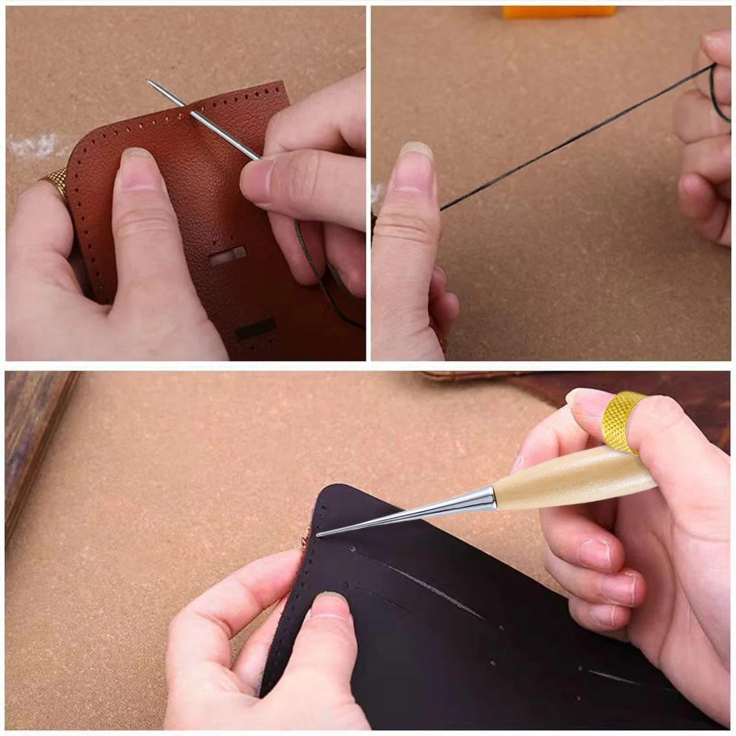 ست 10 عددی نخ چرمی مشکی کوچک EOWVISN، ست سوزن پانچ، سوزن روکش، سوزن دوخت پارچه ضخیم، سوزن دوخت بدون نخ، سوزن گرد برای دوخت ست 10 عددی نخ چرمی مشکی کوچک EOWVISN، ست سوزن پانچ، سوزن روکش، سوزن دوخت پارچه ضخیم، سوزن دوخت بدون نخ، سوزن گرد برای دوخت