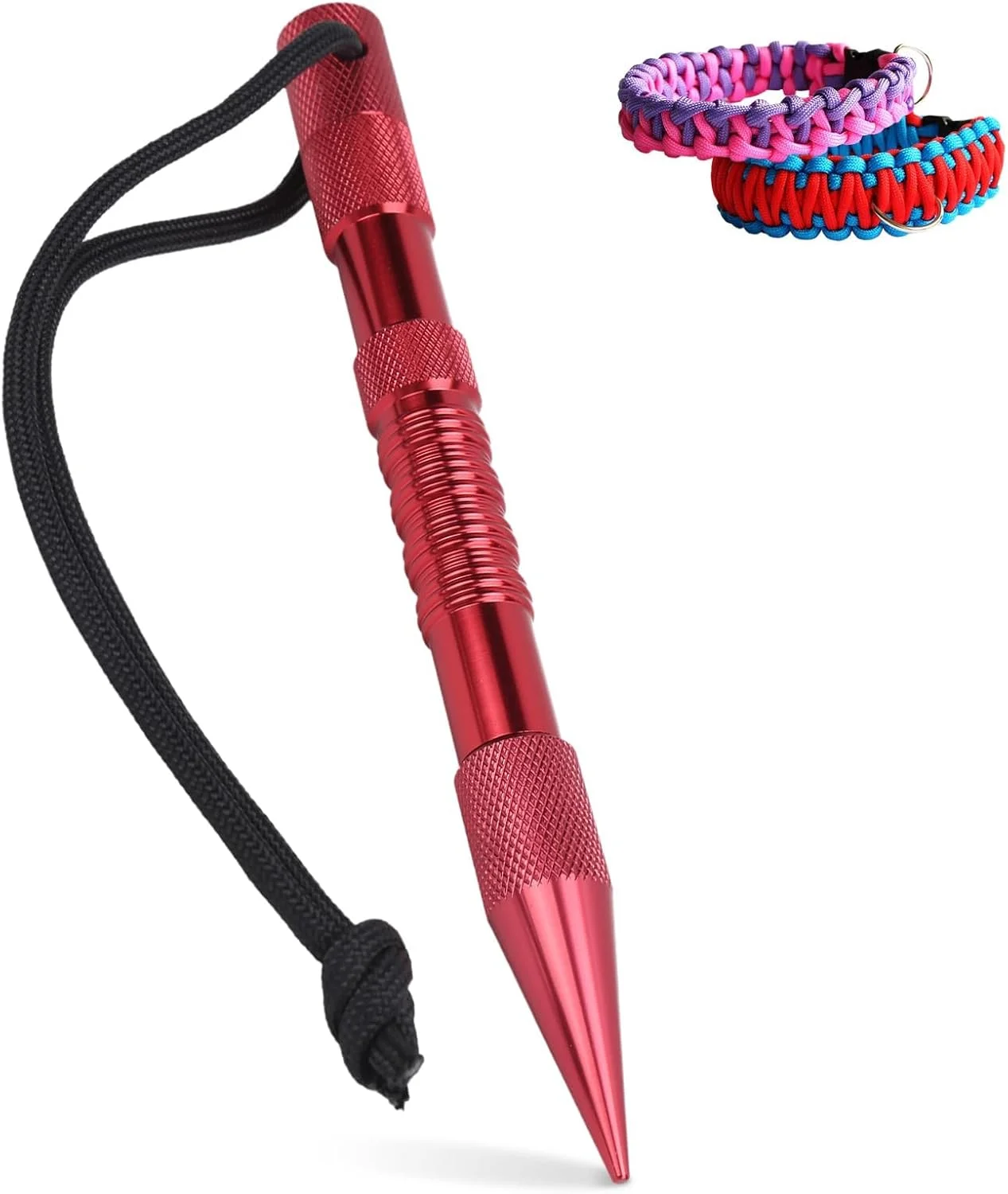 ابزار گره‌گشایی طناب ایکولوپ مارلین، سوزن‌های بخیه بند، استیل ضد زنگ، چرم‌کاری، سوزن‌های پاراکورد، سوزن‌های پاراکورد DIY، بافتنی برای کار با پاراکورد چرمی (قرمز)