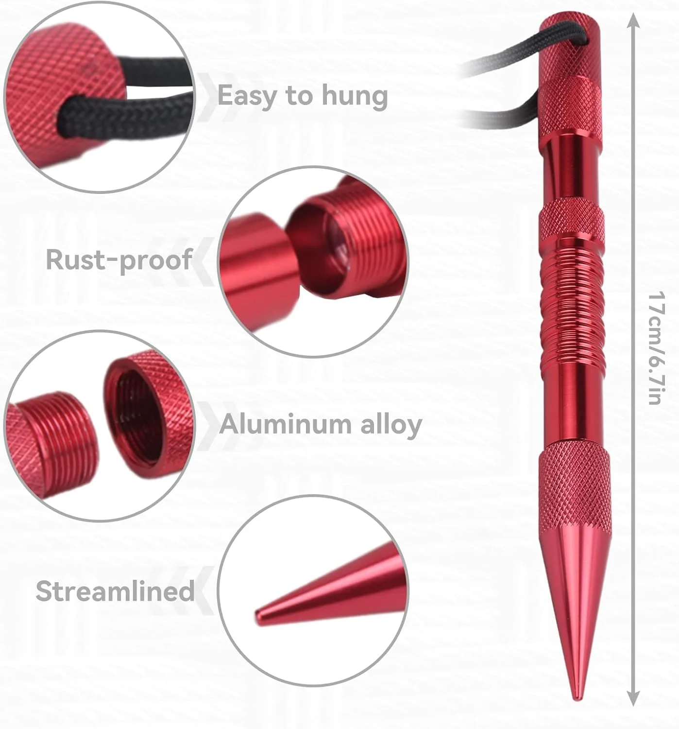 ابزار گره‌گشایی طناب ایکولوپ مارلین، سوزن‌های بخیه بند، استیل ضد زنگ، چرم‌کاری، سوزن‌های پاراکورد، سوزن‌های پاراکورد DIY، بافتنی برای کار با پاراکورد چرمی (قرمز)