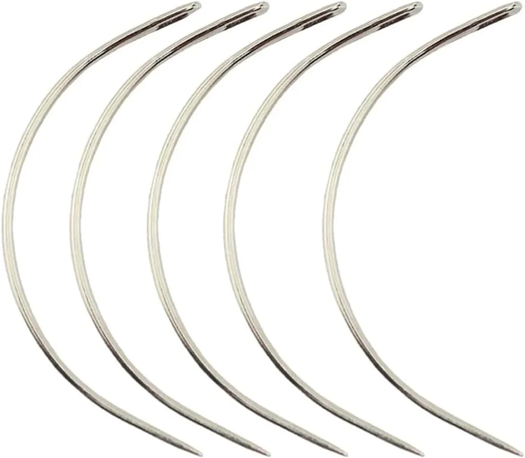سوزن های گلدوزی استیل ضد زنگ چشم بزرگ C شکل خمیده (سوزن های بافت مو) برای خیاطی دستی، مهره دوزی، دوخت در مناطق تنگ یا دور از دسترس و گلدوزی (1.5 اینچ، 5 عدد) (1.5 اینچ)