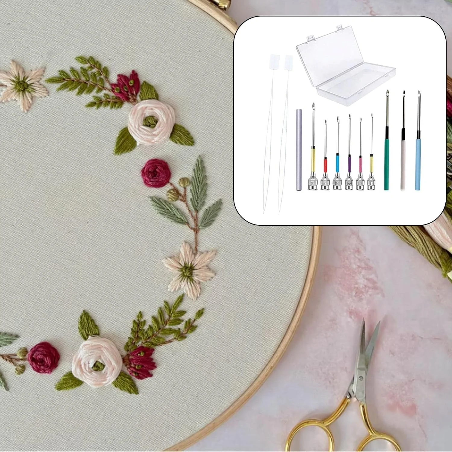 ست 12 عددی پانچ سوزن گلدوزی DIY، ابزار نخ کشی سوزن، ابزار صنایع دستی برای مبتدیان کوک صلیبی، فرش های پرزدار، خیاطی، ملیله دوزی - D ست 12 عددی پانچ سوزن گلدوزی DIY، ابزار نخ کشی سوزن، ابزار صنایع دستی برای مبتدیان کوک صلیبی، فرش های پرزدار، خیاطی، ملیله دوزی - D