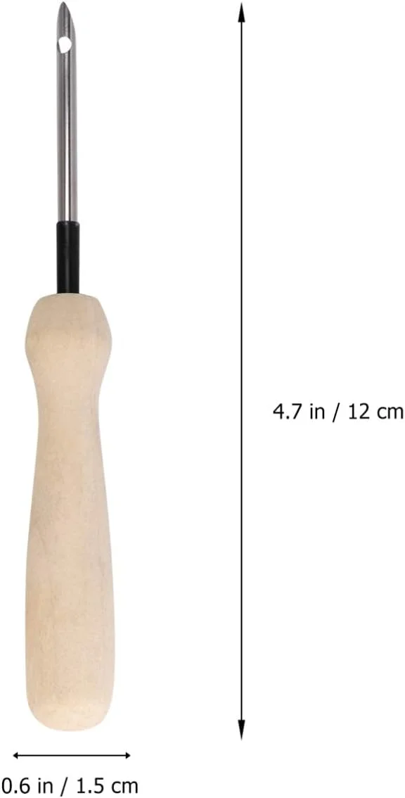 2 عدد قلم گلدوزی دسته چوبی، سوزن پانچ گلدوزی، ابزار بافندگی برای تزئینات DIY 2 عدد قلم گلدوزی دسته چوبی، سوزن پانچ گلدوزی، ابزار بافندگی برای تزئینات DIY