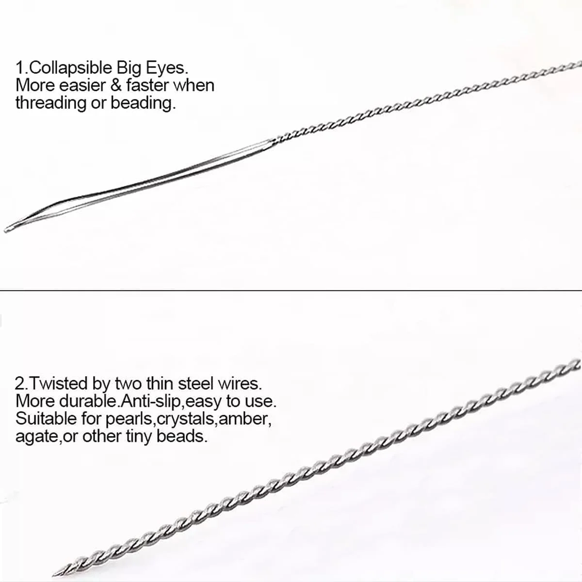 سوزن مهره دوزی تاشو Embroiderymaterial برای نخ کردن مهره های کوچک مدل C - 0.5X135MM - 1 عدد سوزن مهره دوزی تاشو Embroiderymaterial برای نخ کردن مهره های کوچک مدل C - 0.5X135MM - 1 عدد