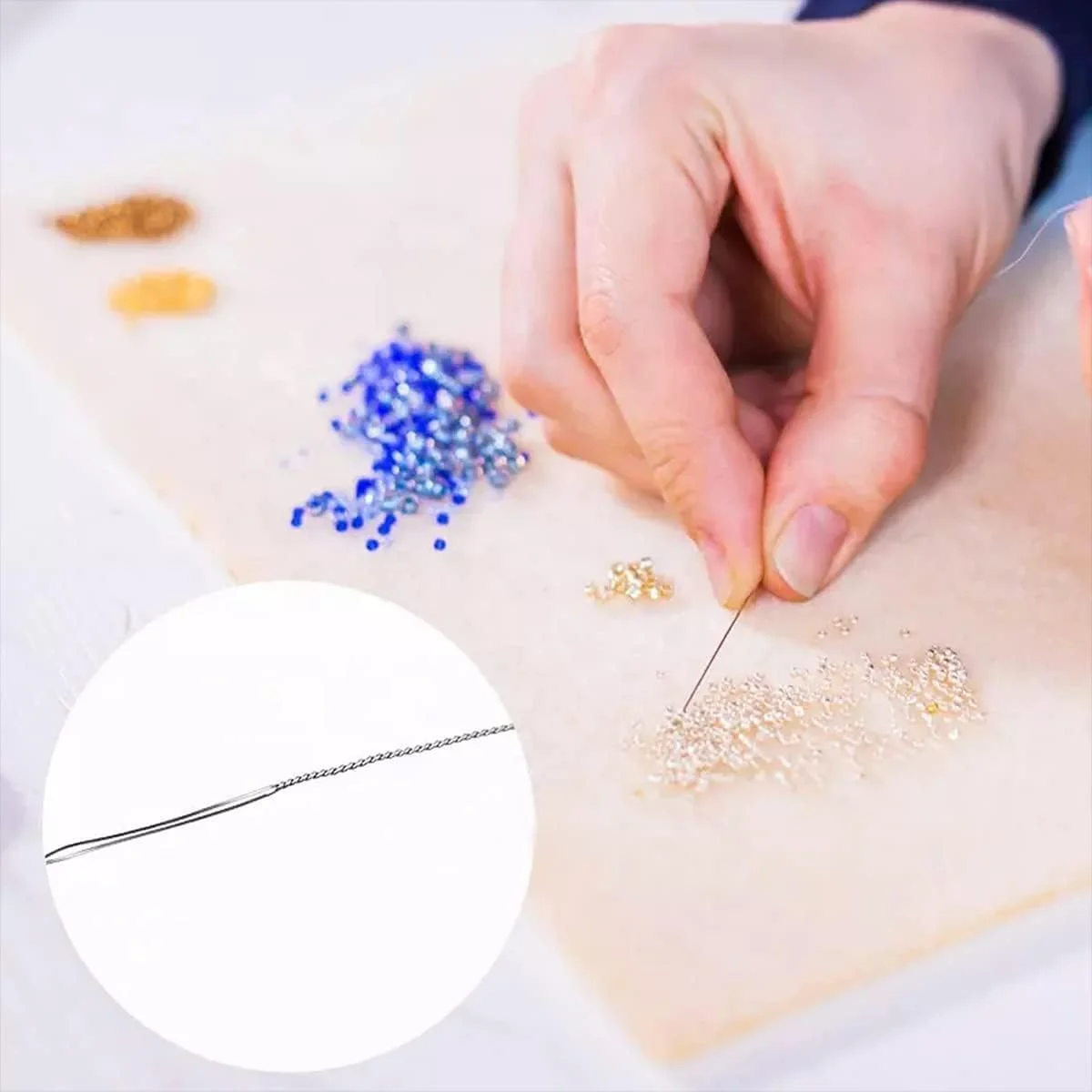 سوزن مهره دوزی تاشو Embroiderymaterial برای نخ کردن مهره های کوچک مدل C - 0.5X135MM - 1 عدد سوزن مهره دوزی تاشو Embroiderymaterial برای نخ کردن مهره های کوچک مدل C - 0.5X135MM - 1 عدد