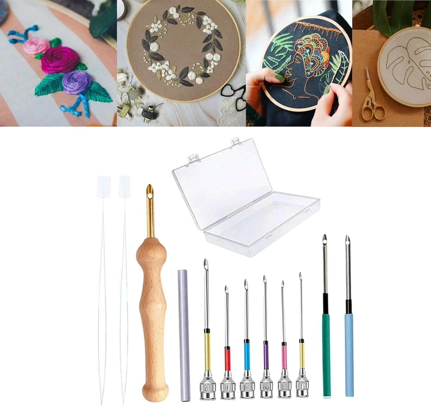 ست 12 عددی پانچ سوزن گلدوزی DIY، ابزار نخ کشی سوزن، ابزار کاردستی برای مبتدیان کوک صلیبی، فرش های پرزدار، ملیله دوزی - C ست 12 عددی پانچ سوزن گلدوزی DIY، ابزار نخ کشی سوزن، ابزار کاردستی برای مبتدیان کوک صلیبی، فرش های پرزدار، ملیله دوزی - C