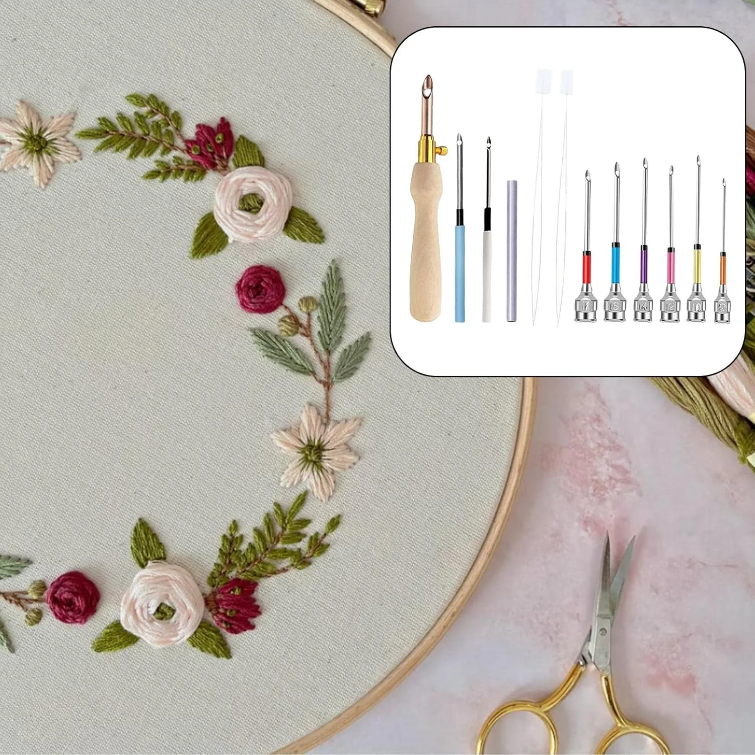 ست 12 عددی سوزن پانچ DIY، ابزار نخکش سوزن، ابزار صنایع دستی برای مبتدیان گلدوزی، فرشهای پرزدار، خیاطی و ملیلهدوزی - E ست 12 عددی سوزن پانچ DIY، ابزار نخکش سوزن، ابزار صنایع دستی برای مبتدیان گلدوزی، فرشهای پرزدار، خیاطی و ملیلهدوزی - E