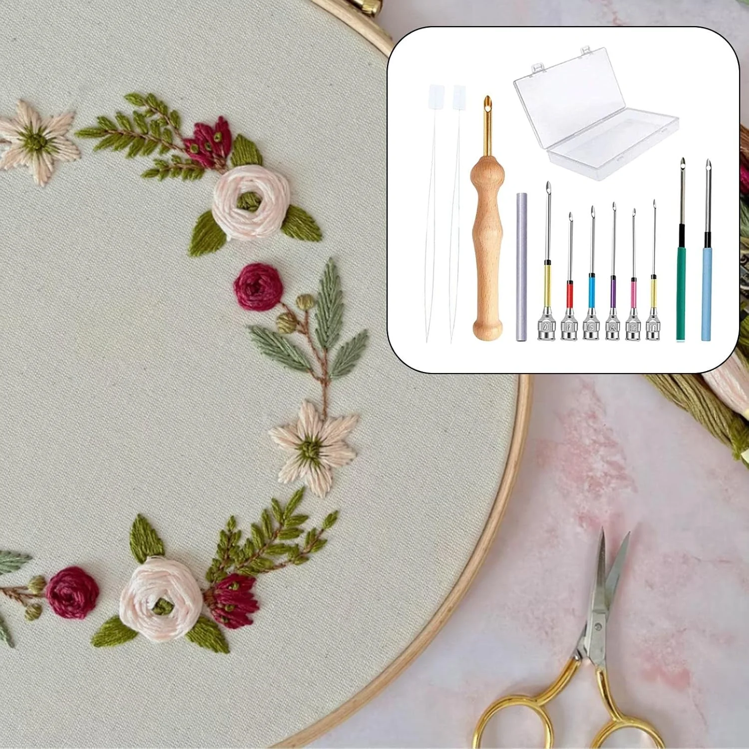 ست 12 عددی پانچ سوزن گلدوزی DIY، ابزار نخ کشی سوزن، ابزار کاردستی برای مبتدیان کوک صلیبی، فرش های پرزدار، ملیله دوزی - C ست 12 عددی پانچ سوزن گلدوزی DIY، ابزار نخ کشی سوزن، ابزار کاردستی برای مبتدیان کوک صلیبی، فرش های پرزدار، ملیله دوزی - C