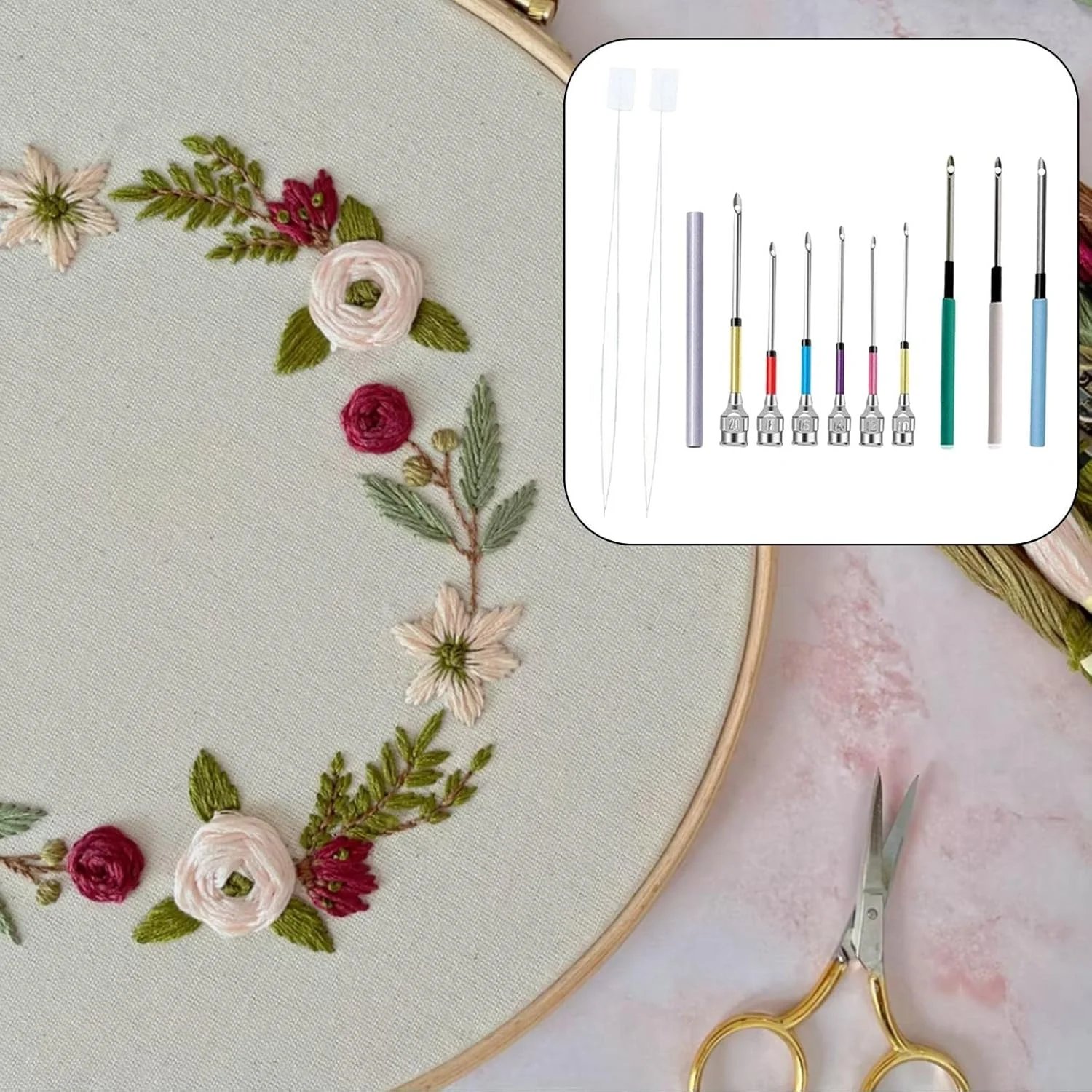 ست 12 عددی پانچ سوزن گلدوزی DIY، ابزار نخ کشی سوزن، ابزار صنایع دستی برای مبتدیان کوک صلیبی، فرش های پرزدار، خیاطی، ملیله دوزی - B ست 12 عددی پانچ سوزن گلدوزی DIY، ابزار نخ کشی سوزن، ابزار صنایع دستی برای مبتدیان کوک صلیبی، فرش های پرزدار، خیاطی، ملیله دوزی - B