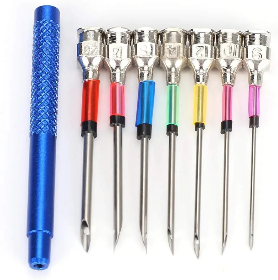 سوزن های پانچ گلدوزی فولادی، ست ابزار نخ دوزی، سوزن هنری بافندگی با دسته برای کاردستی و تزئینات دستی DIY سوزن های پانچ گلدوزی فولادی، ست ابزار نخ دوزی، سوزن هنری بافندگی با دسته برای کاردستی و تزئینات دستی DIY