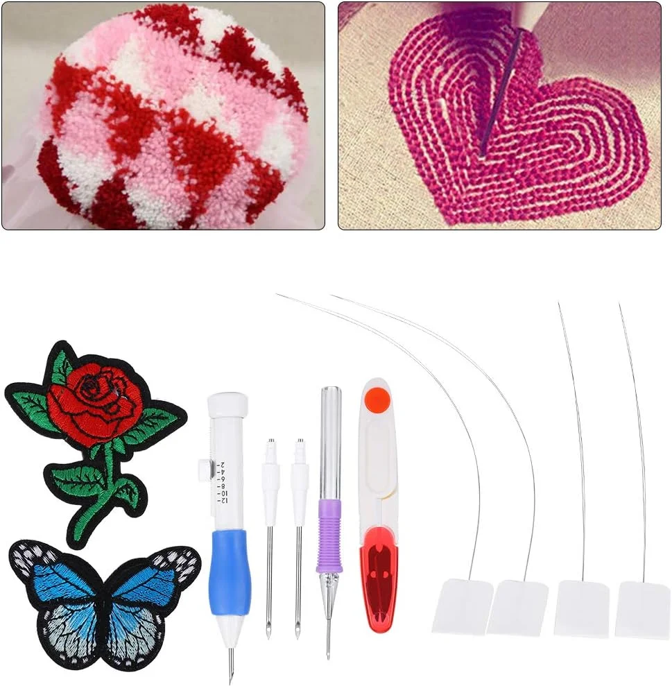 سوزن پانچ گلدوزی، ابزار دوخت دستی قابل حمل با دسته TPR برای تزئینات، فرش، بالش و لباس