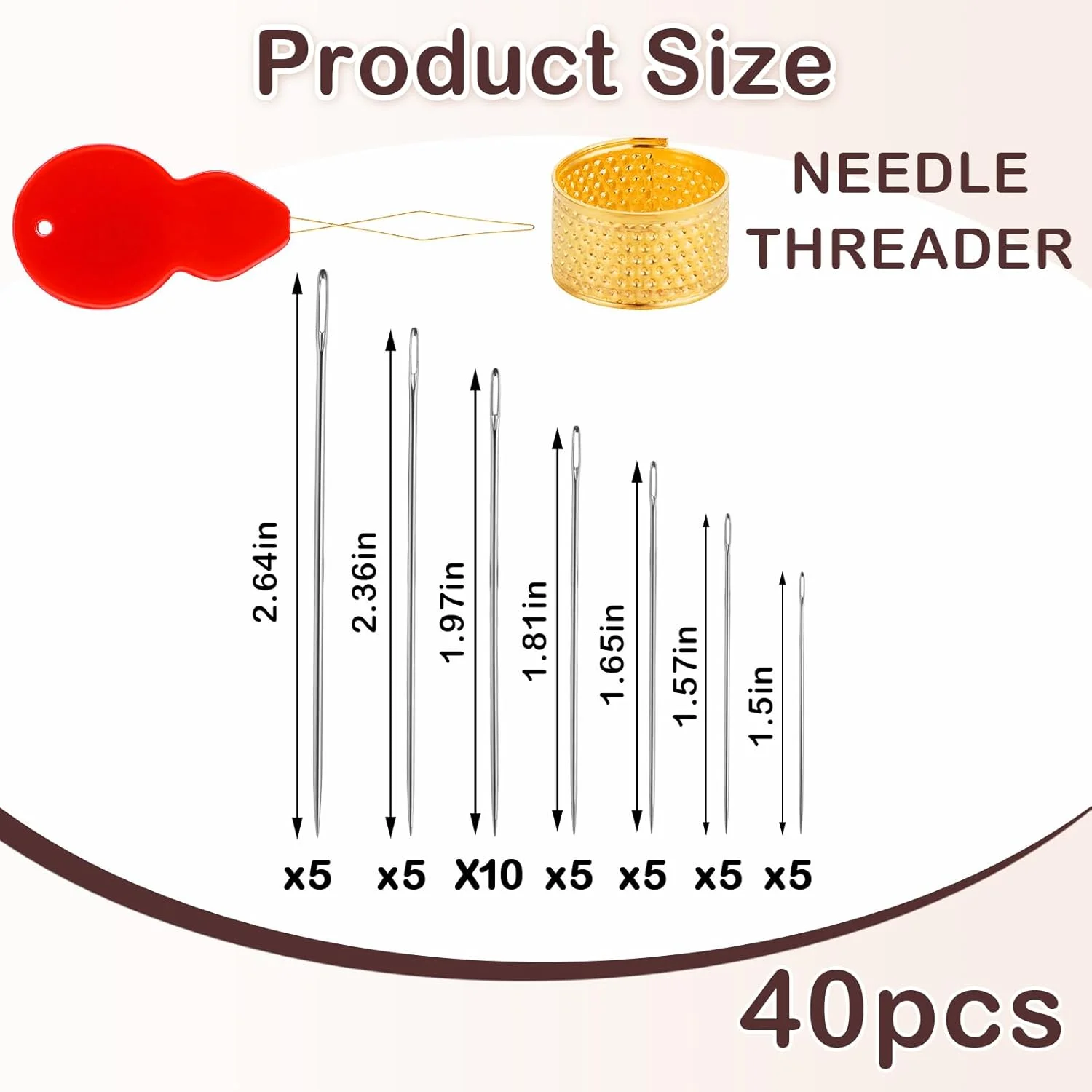 اورولا 40 عدد سوزن گلدوزی برای خیاطی دستی، سوزن های خیاطی چشم بزرگ برای خیاطی دستی، 7 سایز سوزن خیاطی، سوزن برای خیاطی دستی با سوزن نخ کن، انگشتانه، لوازم خیاطی برای صنایع دستی دست دوز اورولا 40 عدد سوزن گلدوزی برای خیاطی دستی، سوزن های خیاطی چشم بزرگ برای خیاطی دستی، 7 سایز سوزن خیاطی، سوزن برای خیاطی دستی با سوزن نخ کن، انگشتانه، لوازم خیاطی برای صنایع دستی دست دوز