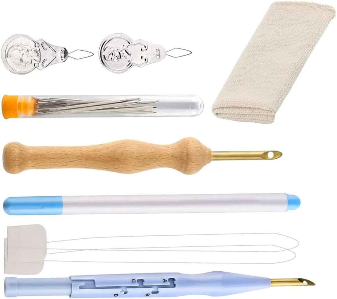 ست های سوزن پانچ گلدوزی، نخ فرش، سوزن های پانچ، نخ های سوزن برای مبتدیان DIY Cross Stitching 17PCS ست های سوزن پانچ گلدوزی، نخ فرش، سوزن های پانچ، نخ های سوزن برای مبتدیان DIY Cross Stitching 17PCS