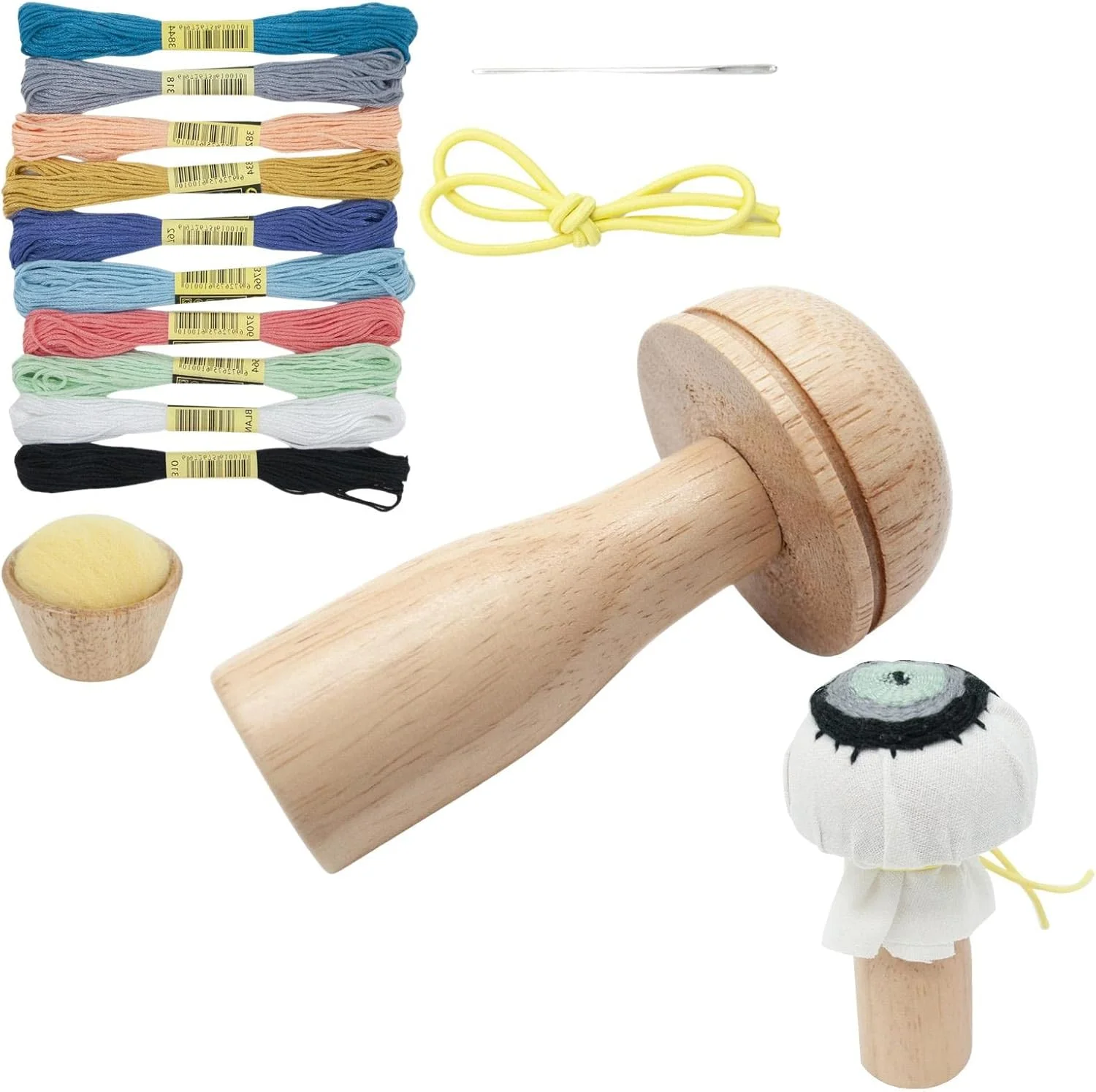 ست قارچ وصله دوزی چوبی DIY با سوزن و نخ خیاطی برای تعمیر جوراب، لباس و صنایع دستی خانگی ست قارچ وصله دوزی چوبی DIY با سوزن و نخ خیاطی برای تعمیر جوراب، لباس و صنایع دستی خانگی