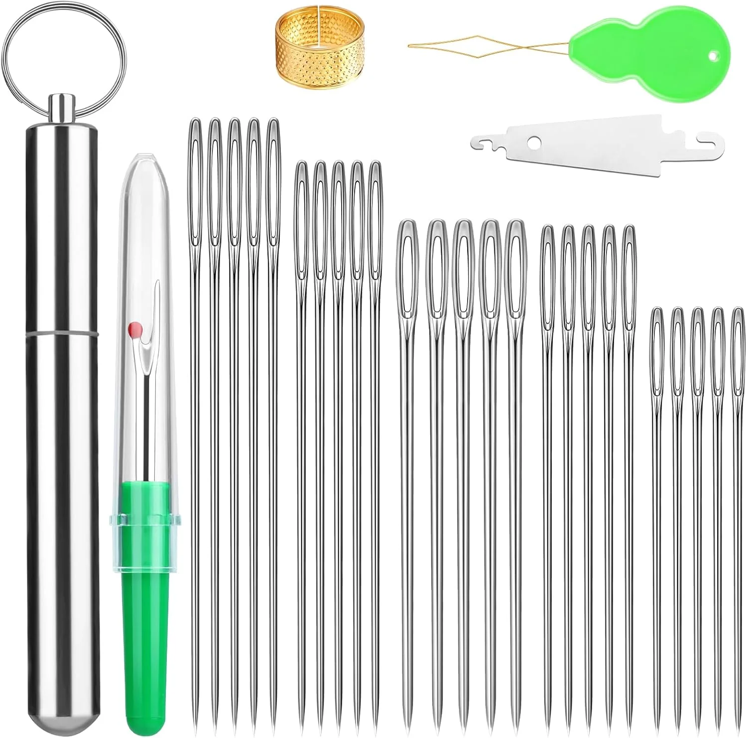 سوزن های گلدوزی Fteven، 25 عدد سوزن خیاطی با چشم بزرگ، سوزن های خیاطی دستی در 5 سایز با لوله های نخ آلومینیومی، سوزن های تیز خیاطی برای دوخت صنایع دستی، لحاف دوزی سوزن های گلدوزی Fteven، 25 عدد سوزن خیاطی با چشم بزرگ، سوزن های خیاطی دستی در 5 سایز با لوله های نخ آلومینیومی، سوزن های تیز خیاطی برای دوخت صنایع دستی، لحاف دوزی