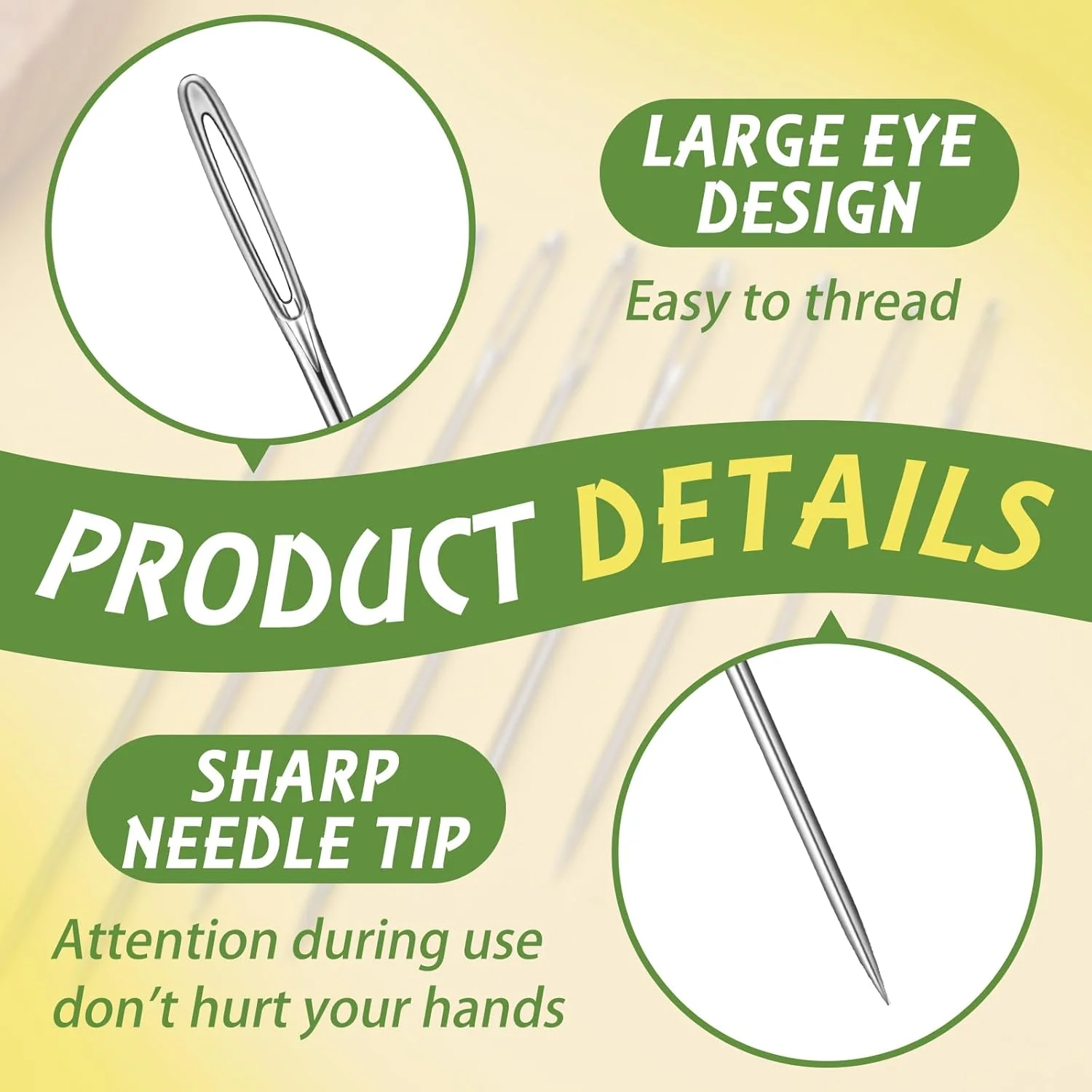 سوزن های گلدوزی Fteven، 25 عدد سوزن خیاطی با چشم بزرگ، سوزن های خیاطی دستی در 5 سایز با لوله های نخ آلومینیومی، سوزن های تیز خیاطی برای دوخت صنایع دستی، لحاف دوزی