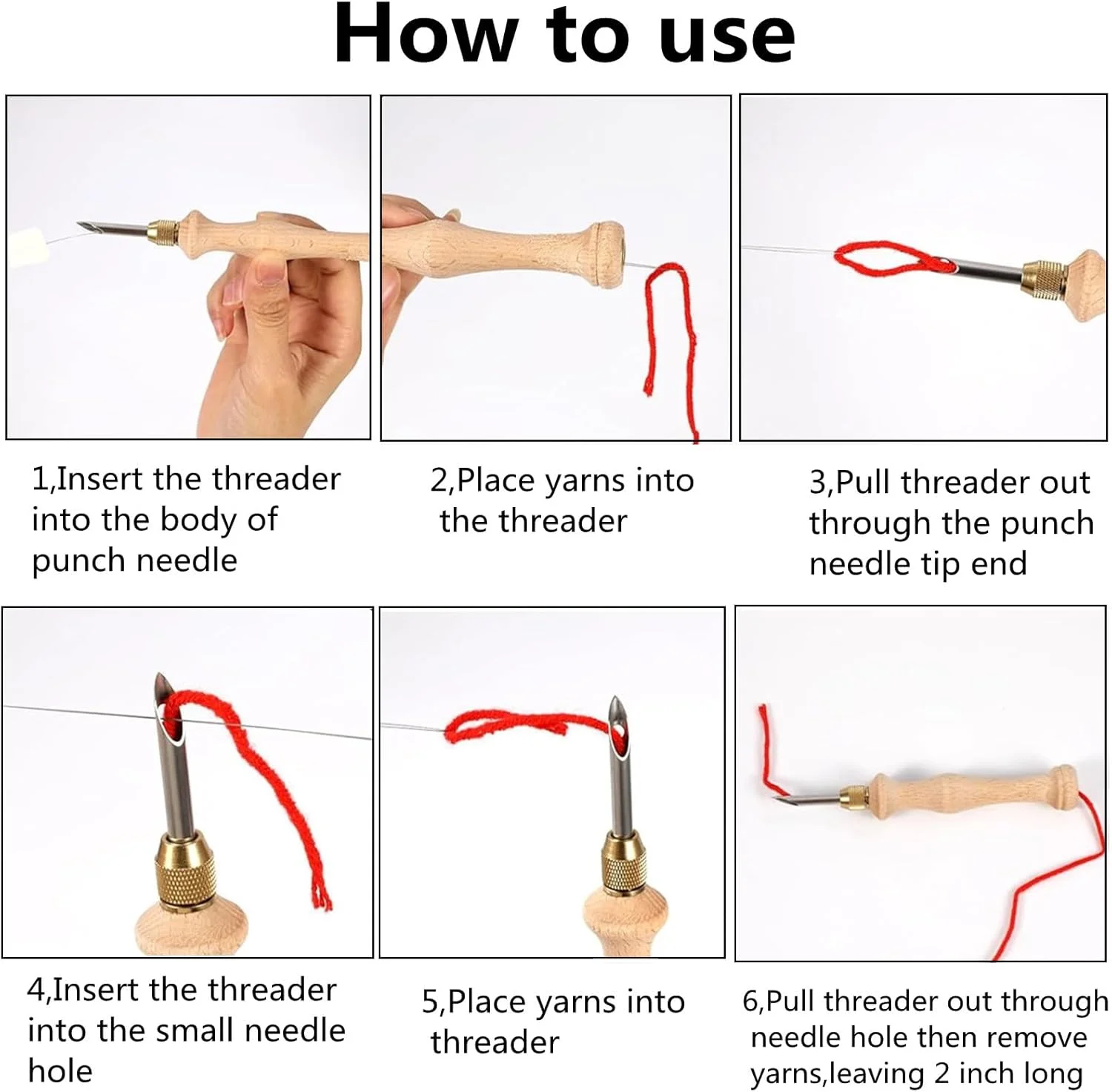 ست سوزن پانچ گلدوزی، سوزن چوبی قابل تنظیم، ست مبتدی سوزن پانچ، سوزن های پانچ با دسته، ابزار قلاب بافی فرش سوزن پانچ، ست کامل برای بزرگسالان و مبتدیان گلدوزی