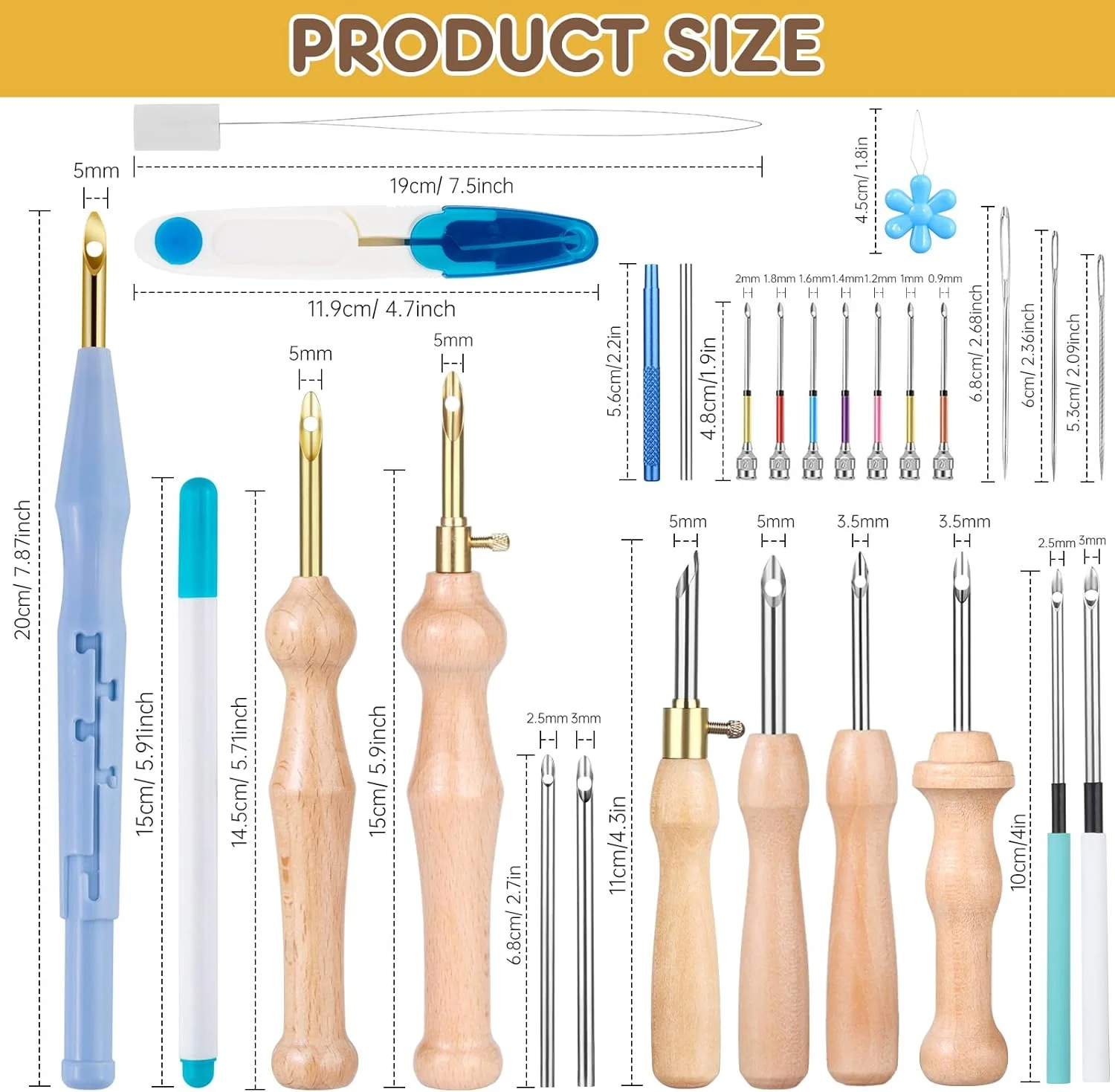 ست سوزن گلدوزی 30 عددی، سوزن گلدوزی متنوع، سوزن پانچ دسته چوبی قابل تنظیم، سوزن گلدوزی، قلم محلول در آب، ابزار گلدوزی، ابزار بخیه متقاطع، مناسب برای مبتدیان یا استفاده گروهی